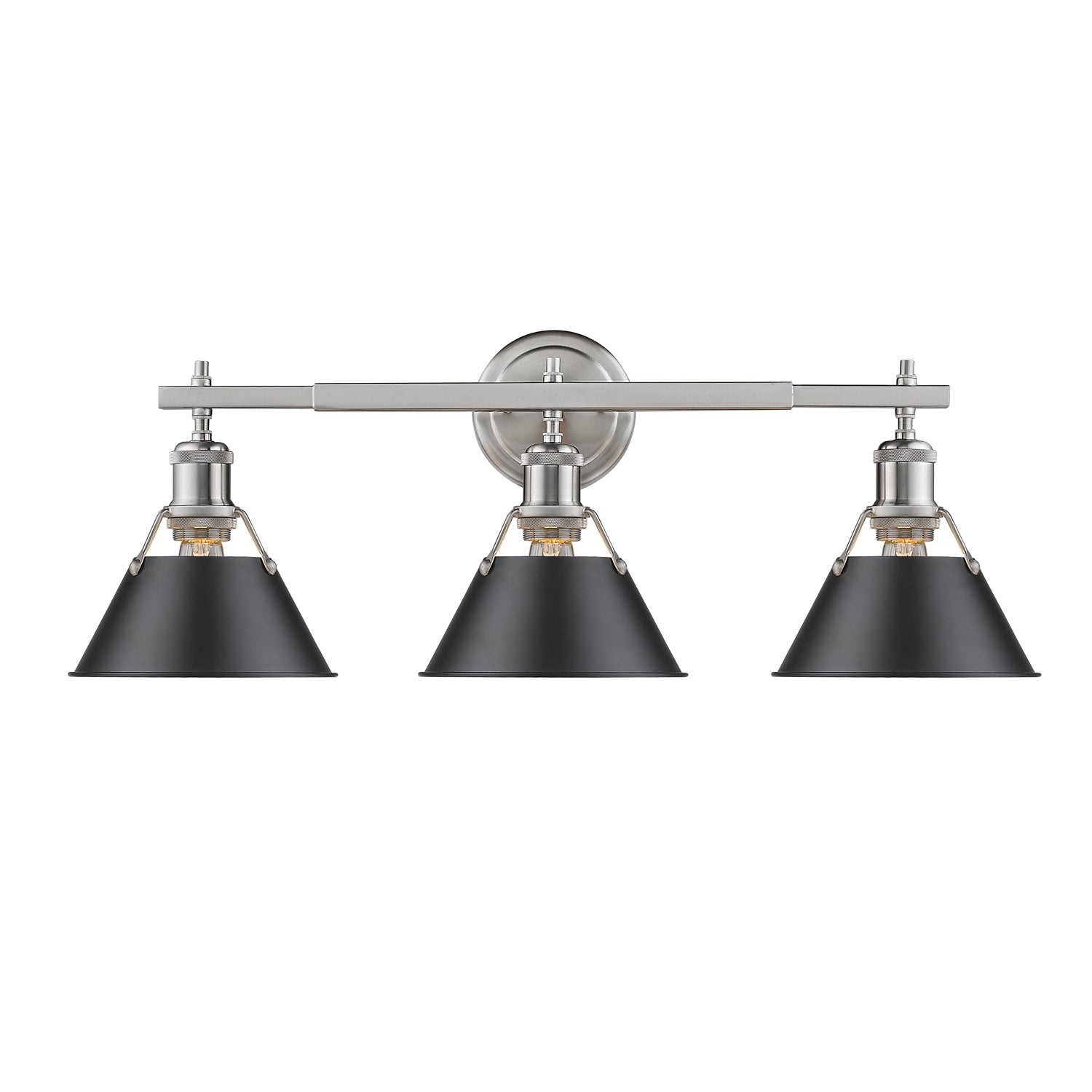Yep by Golden Lighting Orwell 3-light Vanity in Pewter and Matte Black shade - - Golden Lighting
