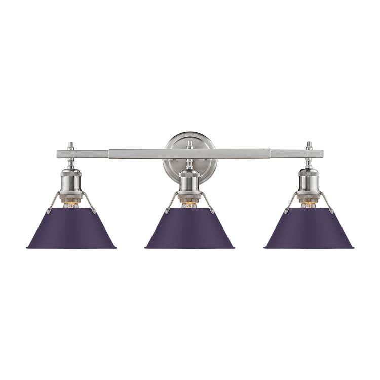 Yep by Golden Lighting Orwell 3-light Vanity in Pewter and Exotic Purple shade - - Golden Lighting