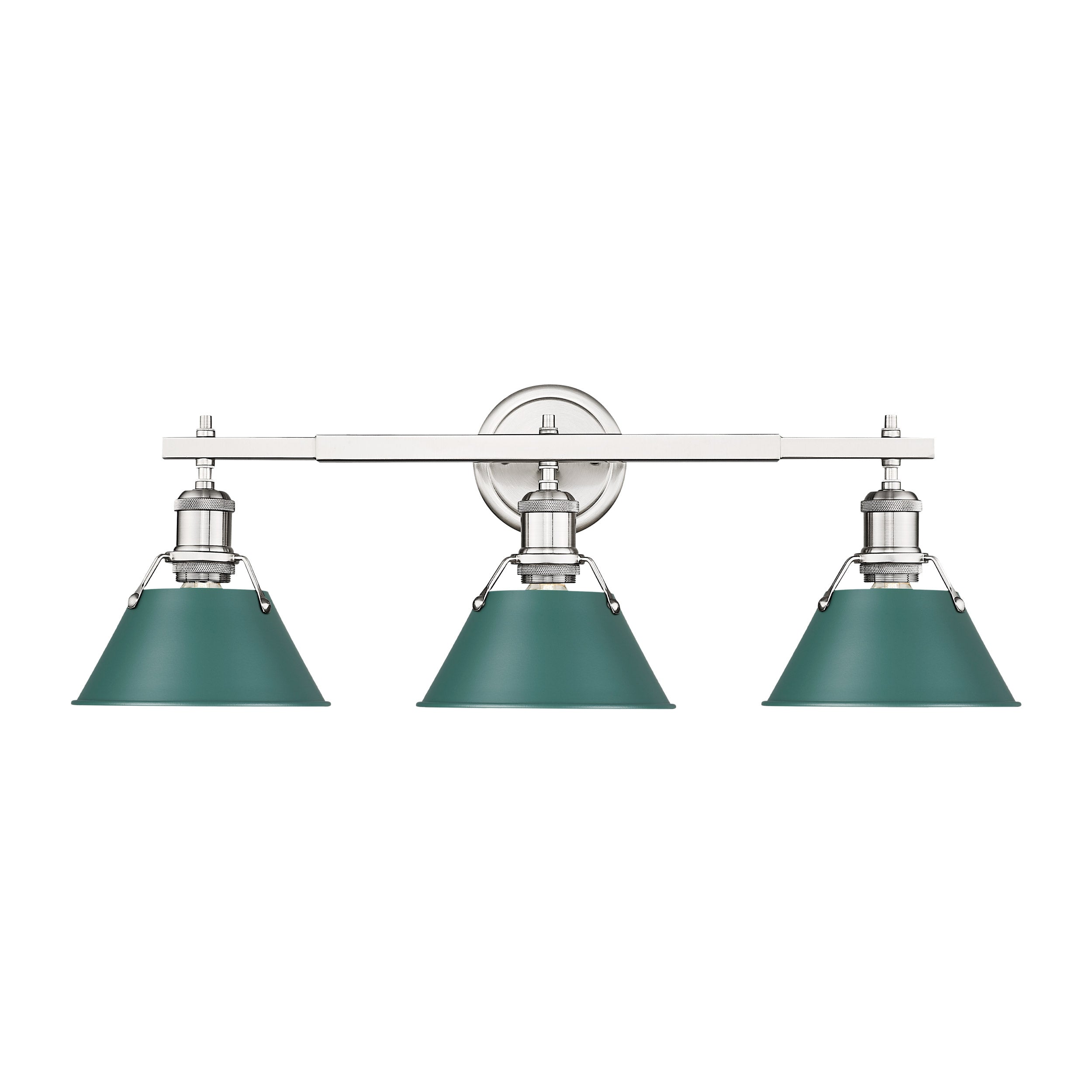 Yep by Golden Lighting Orwell 3-light Vanity in Pewter and Pine Green shade - - Golden Lighting