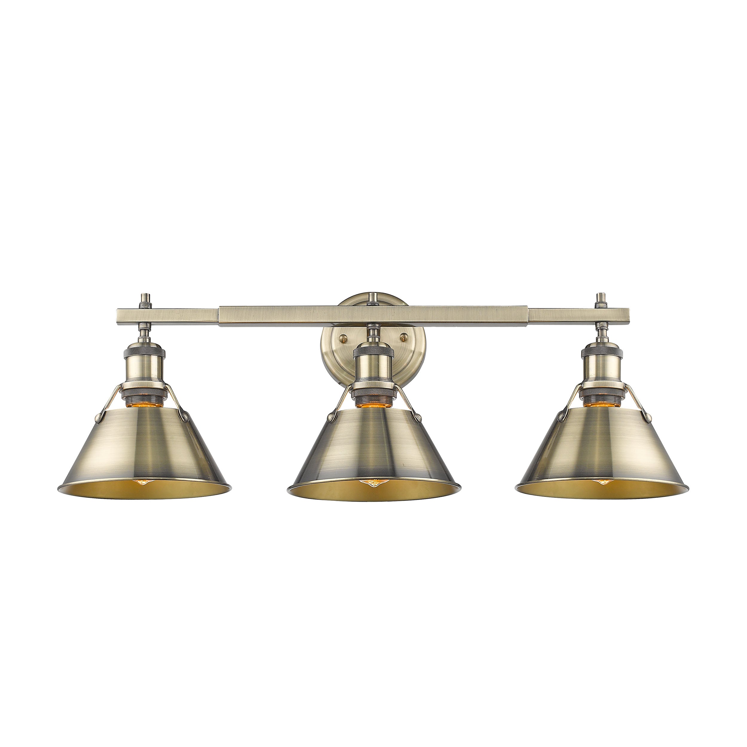 Yep by Golden Lighting Orwell 3-light Vanity in Aged Brass - - Golden Lighting
