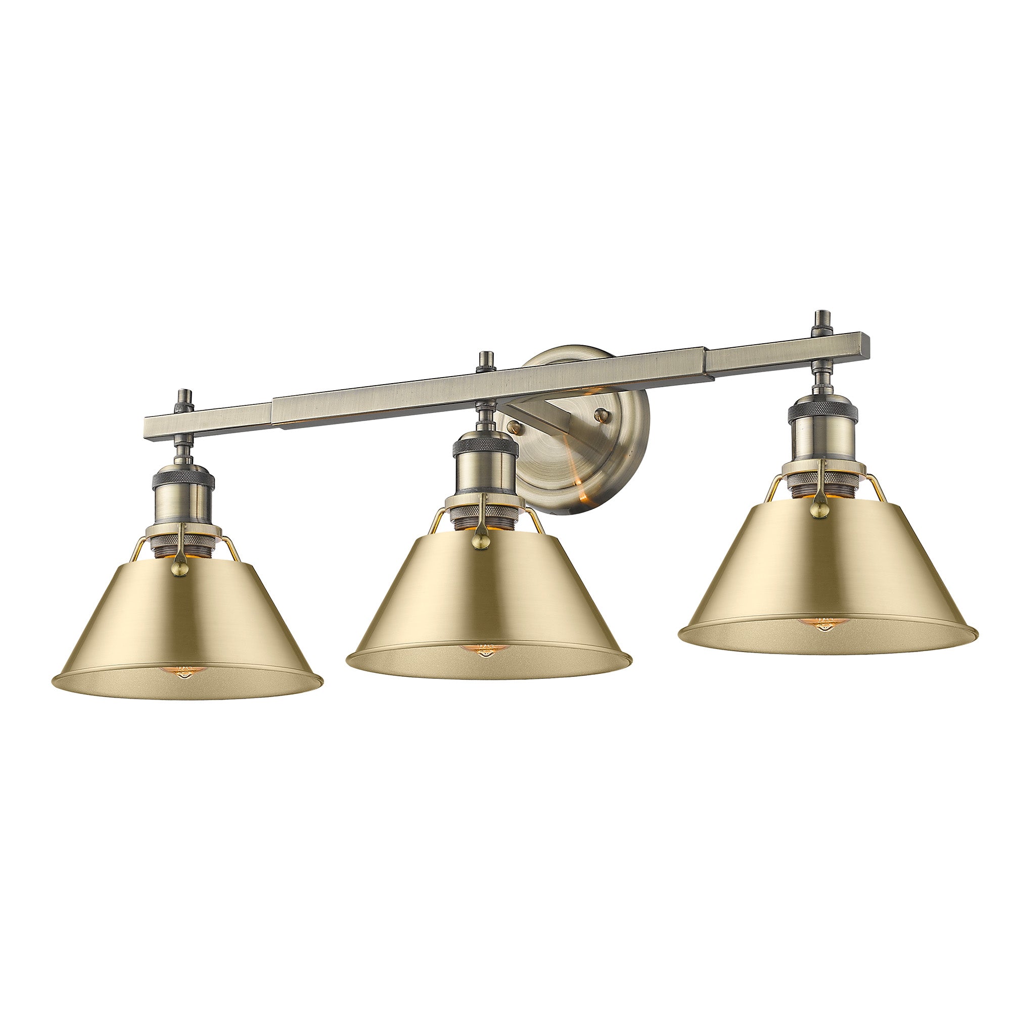 Orwell 3-Light Vanity Light in Aged Brass with Brushed Champagne Bronze - Default Title - Golden Lighting