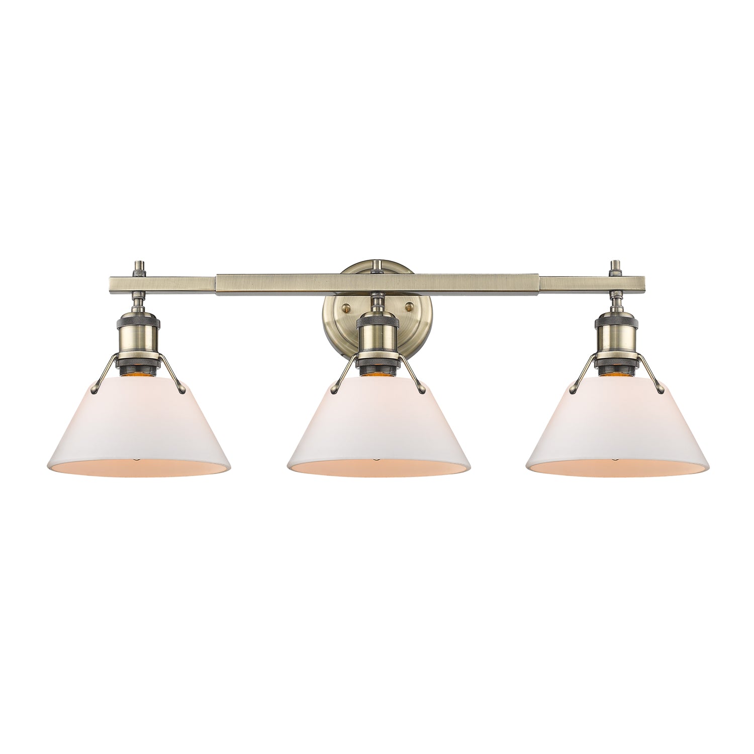 Orwell 3-Light Vanity Light in Aged Brass with Opal Glass - Default Title - Golden Lighting