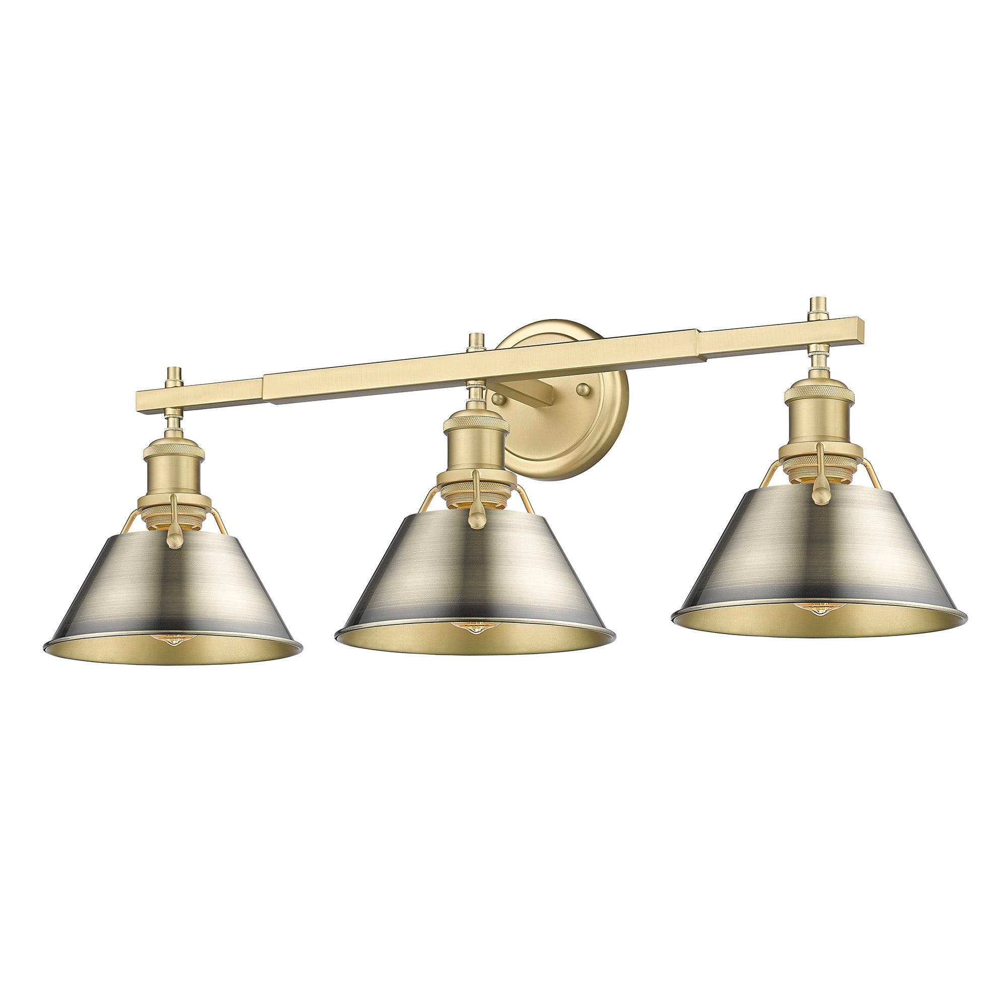 Yep by Golden Lighting Orwell 3-light Vanity in Brushed Champagne Brass and Aged Brass shade - - Golden Lighting