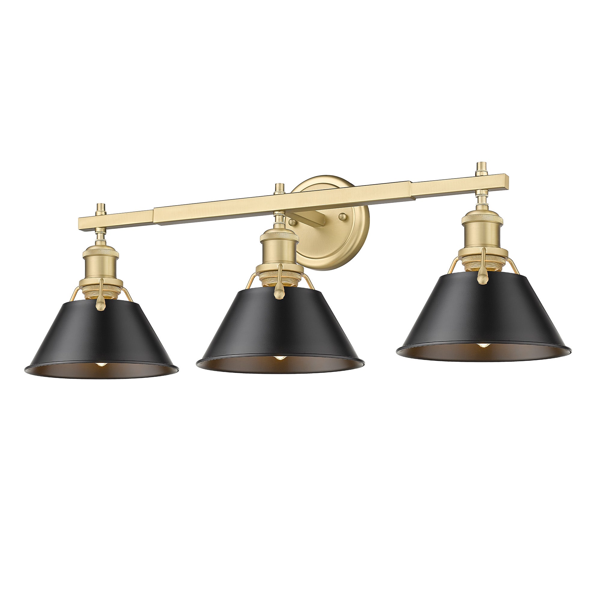 Yep by Golden Lighting Orwell 3-light Vanity in Brushed Champagne Brass and Matte Black shade - - Golden Lighting