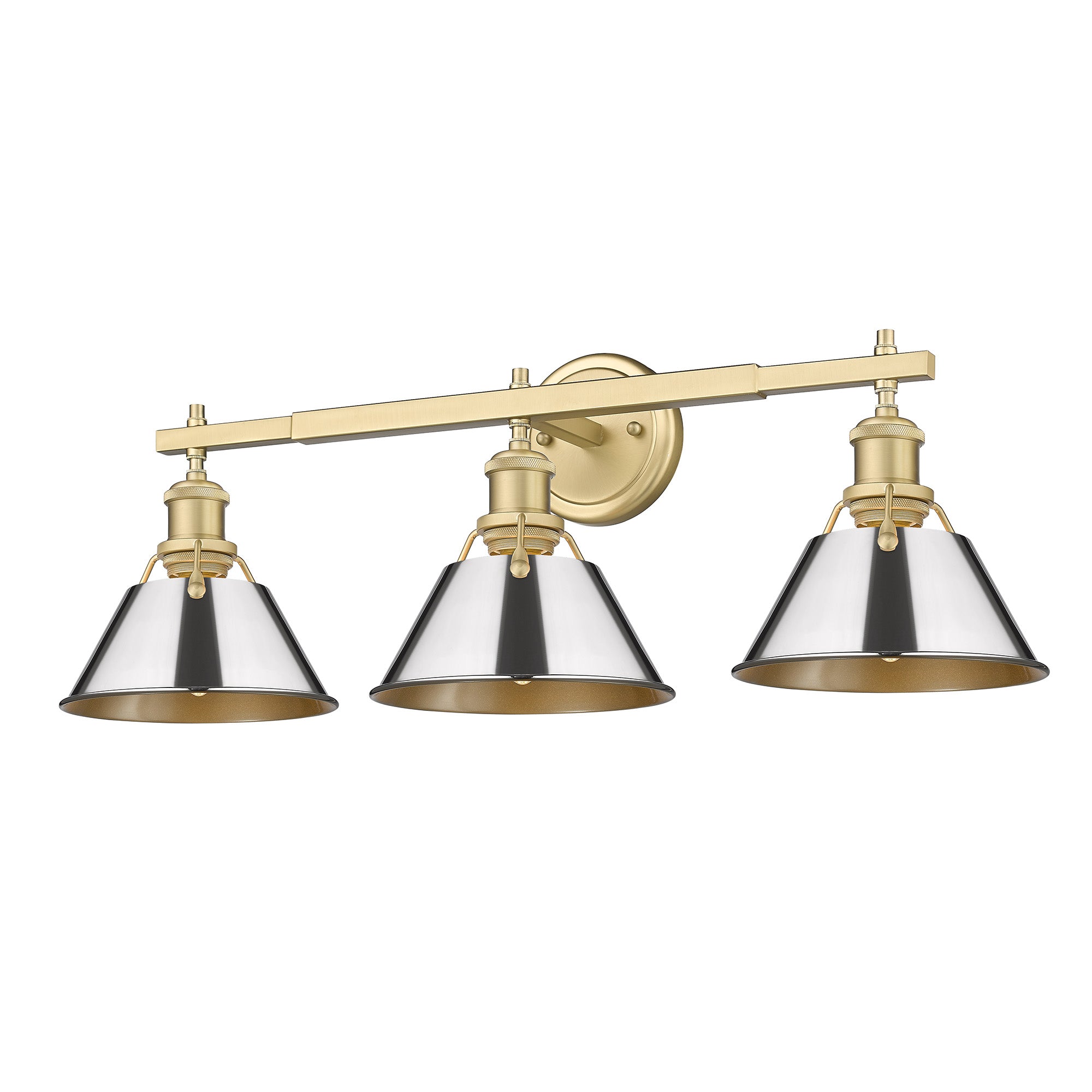 Yep by Golden Lighting Orwell 3-light Vanity in Brushed Champagne Brass and Chrome shade - - Golden Lighting
