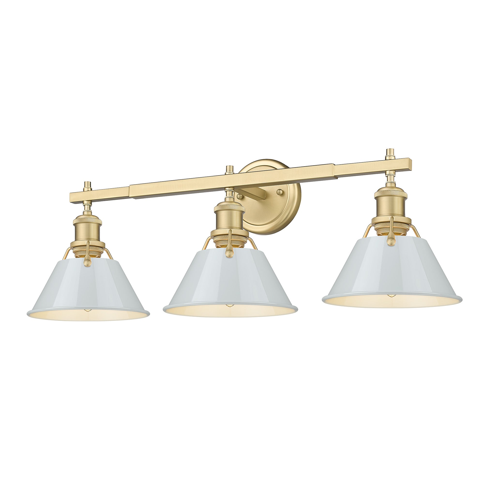 Yep by Golden Lighting Orwell 3-light Vanity in Brushed Champagne Brass and Dusky Blue shade - - Golden Lighting