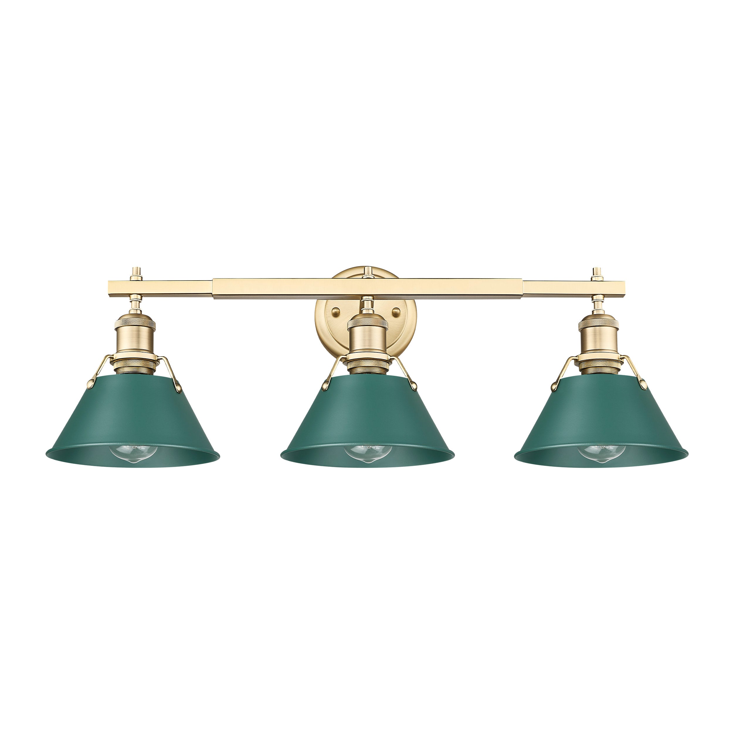 Yep by Golden Lighting Orwell 3-light Vanity in Brushed Champagne Brass and Pine Green shade - - Golden Lighting