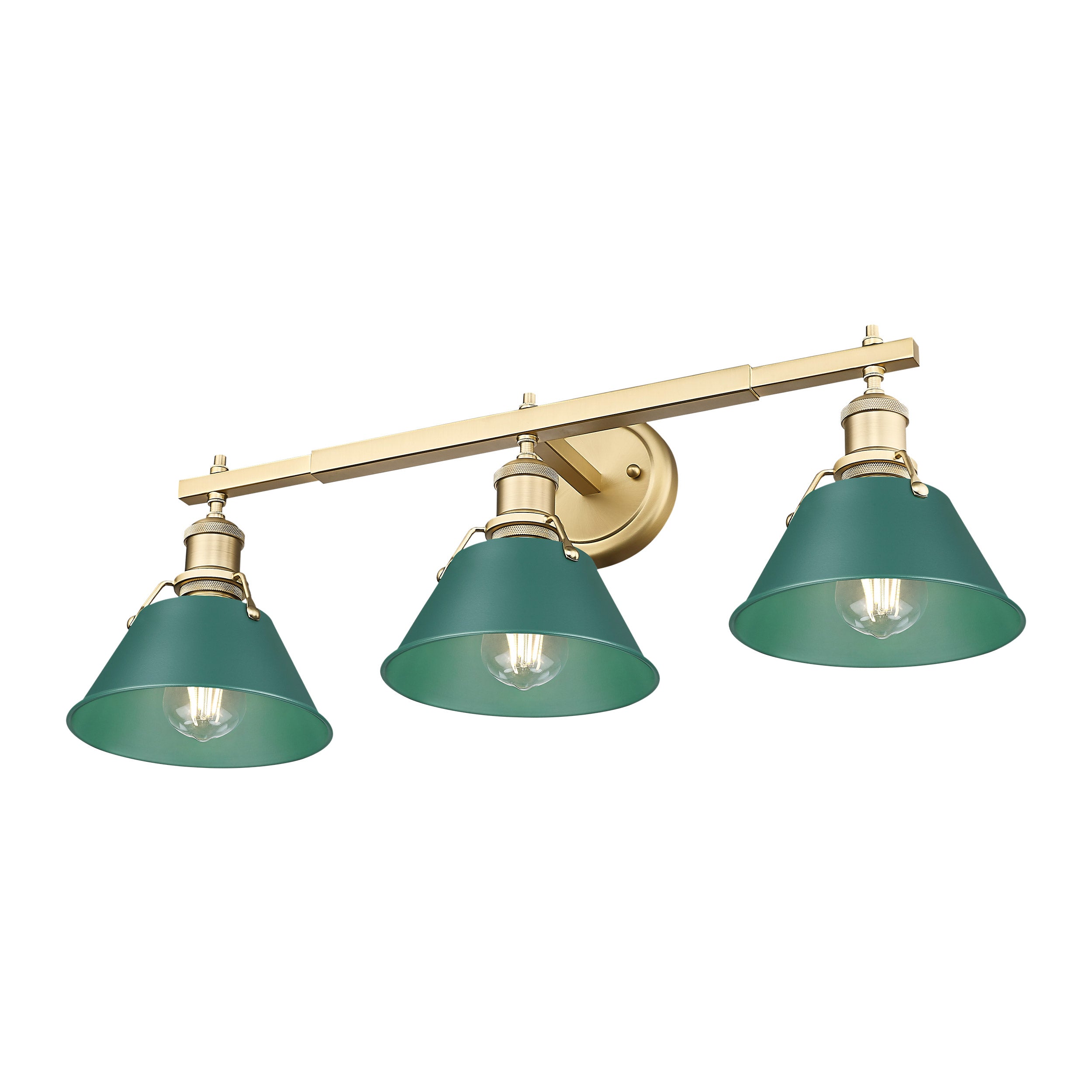 Yep by Golden Lighting Orwell 3-light Vanity in Brushed Champagne Brass and Pine Green shade - - Golden Lighting