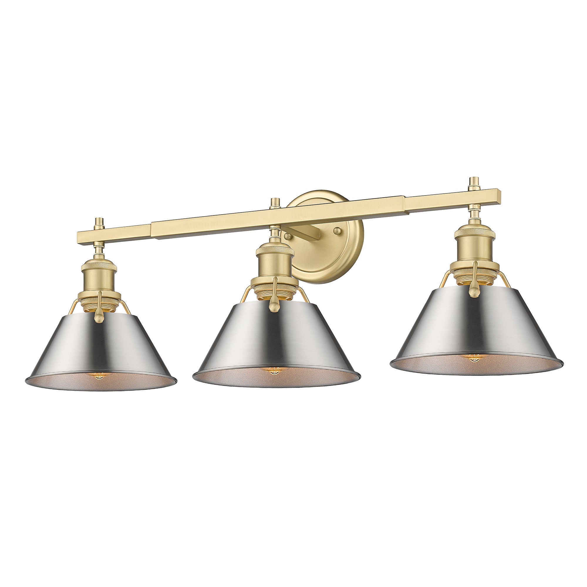 Yep by Golden Lighting Orwell 3-light Vanity in Brushed Champagne Brass and Pewter shade - - Golden Lighting