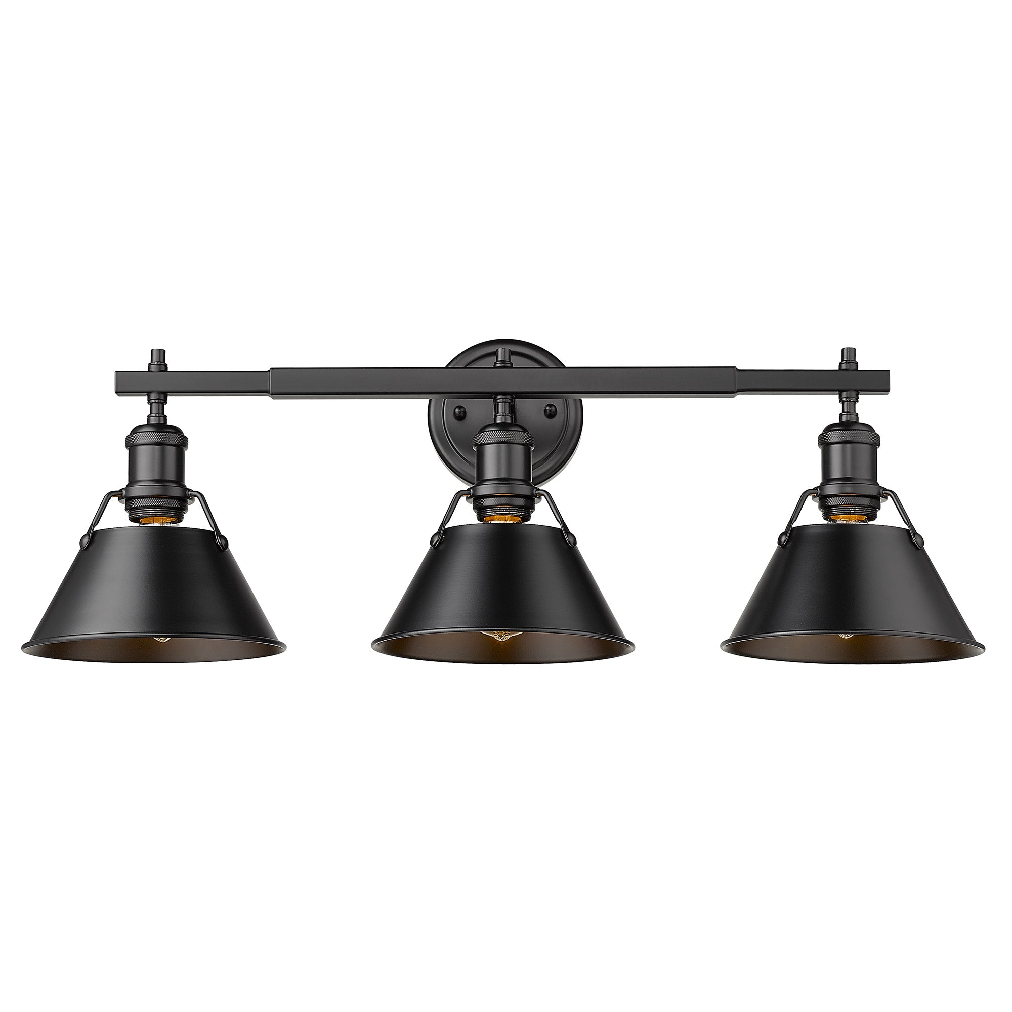 Orwell 3-Light Vanity Light in Matte Black - Default Title - Golden Lighting