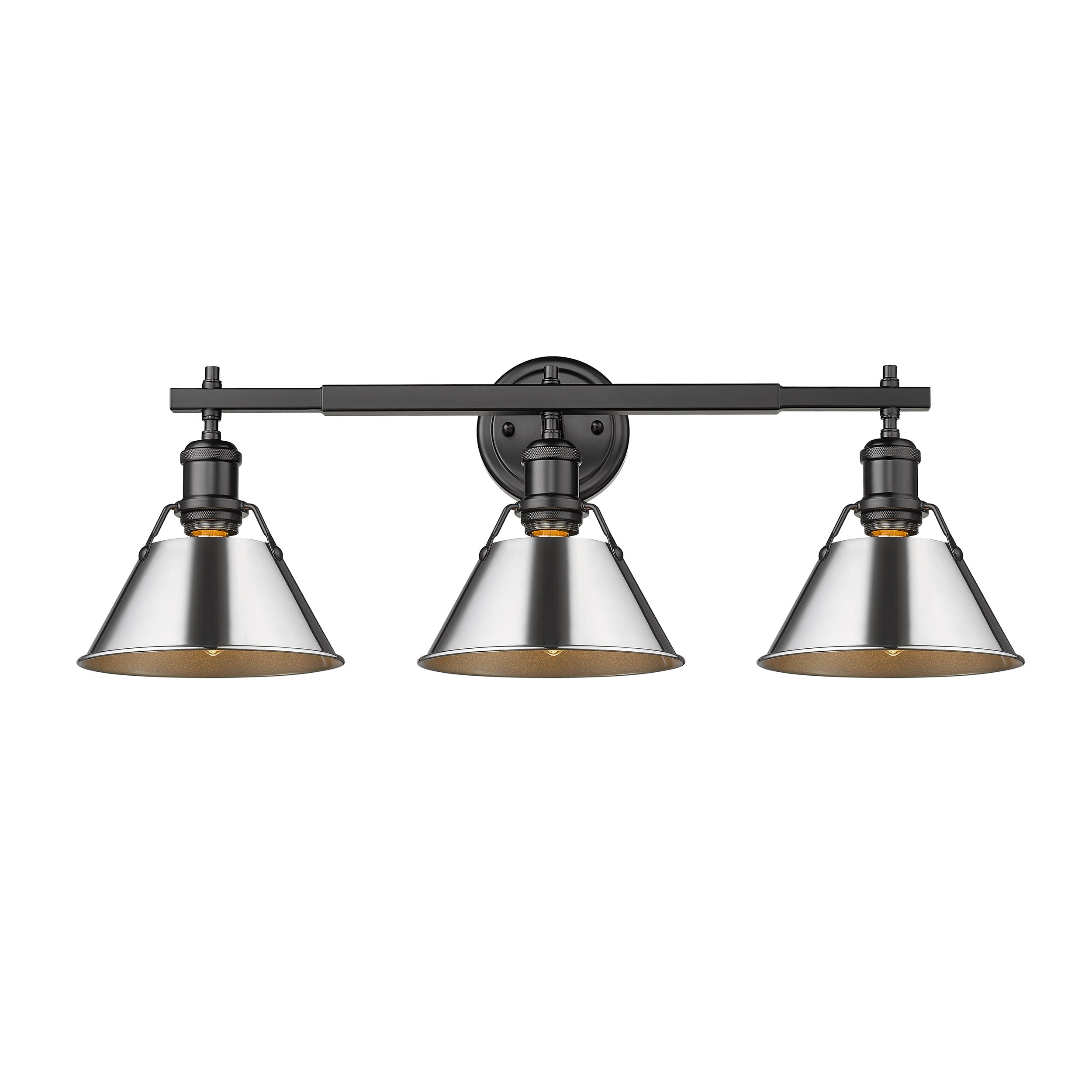 Yep by Golden Lighting Orwell 3-light Vanity in Matte Black and Chrome shade - - Golden Lighting