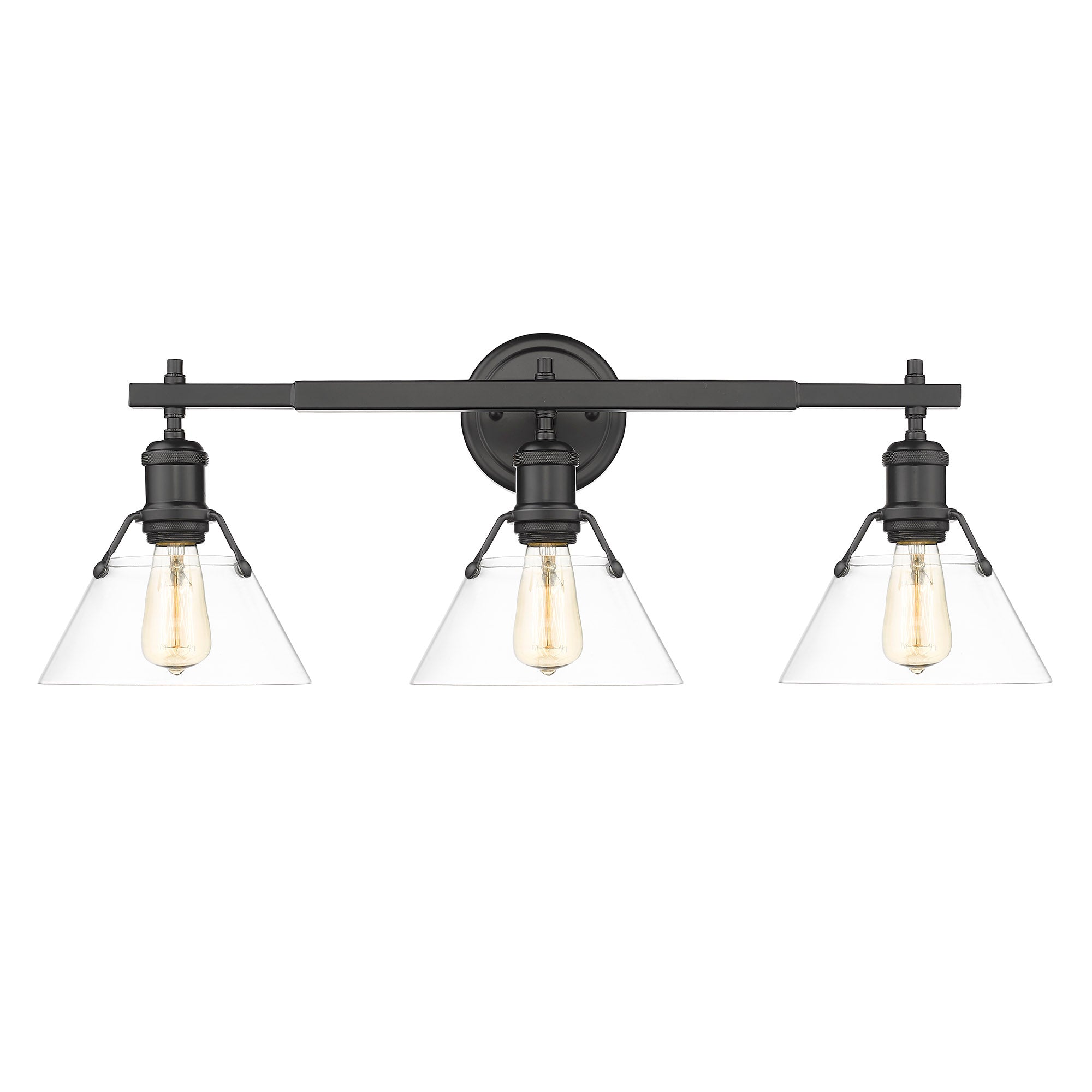 Yep by Golden Lighting Orwell 3-light Vanity in Matte Black and Clear Glass - Default Title - Golden Lighting
