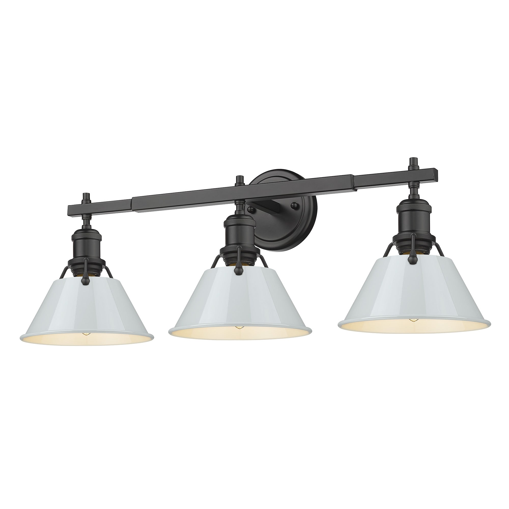 Yep by Golden Lighting Orwell 3-light Vanity in Matte Black and Dusky Blue shade - Default Title - Golden Lighting