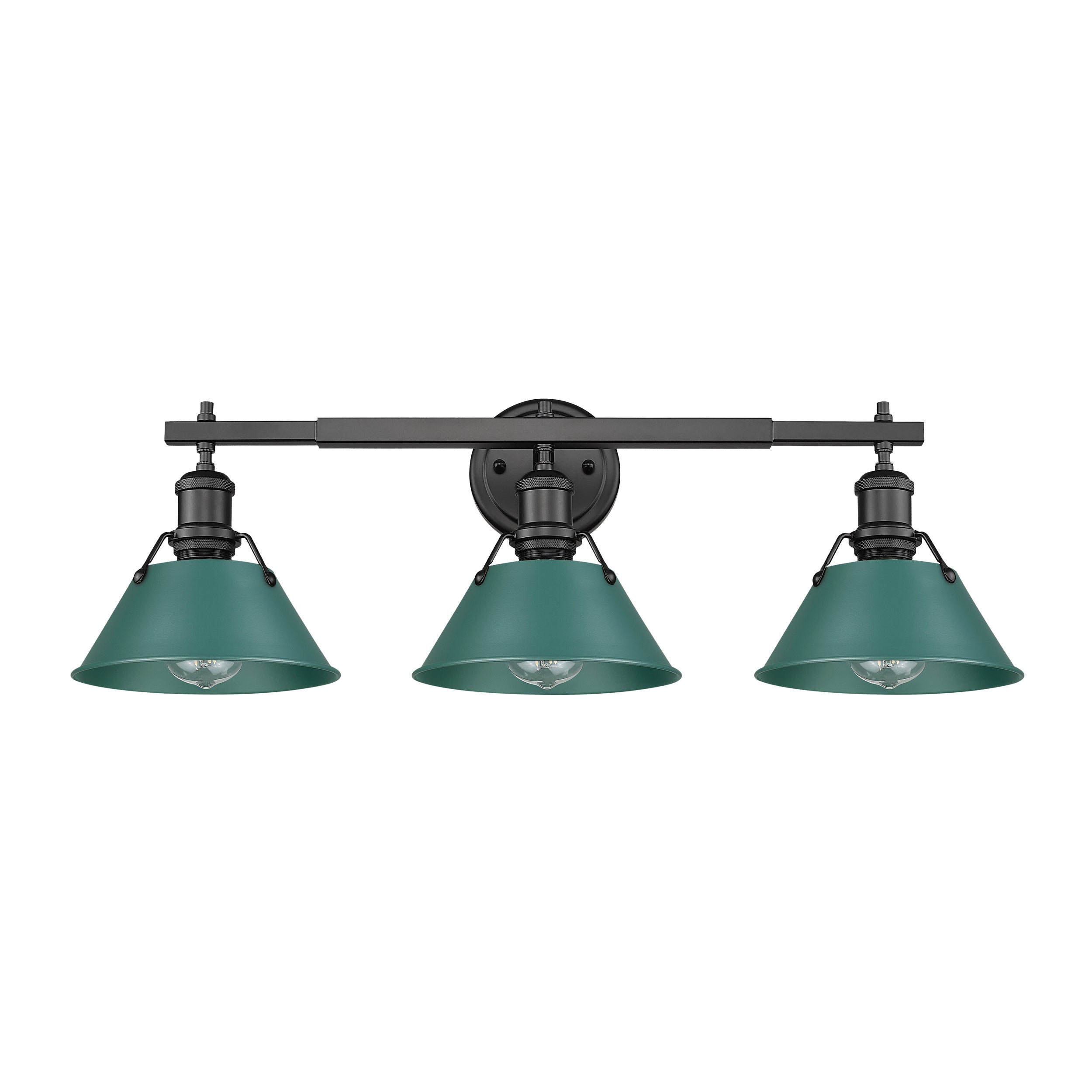 Yep by Golden Lighting Orwell 3-light Vanity in Matte Black and Pine Green shade - - Golden Lighting