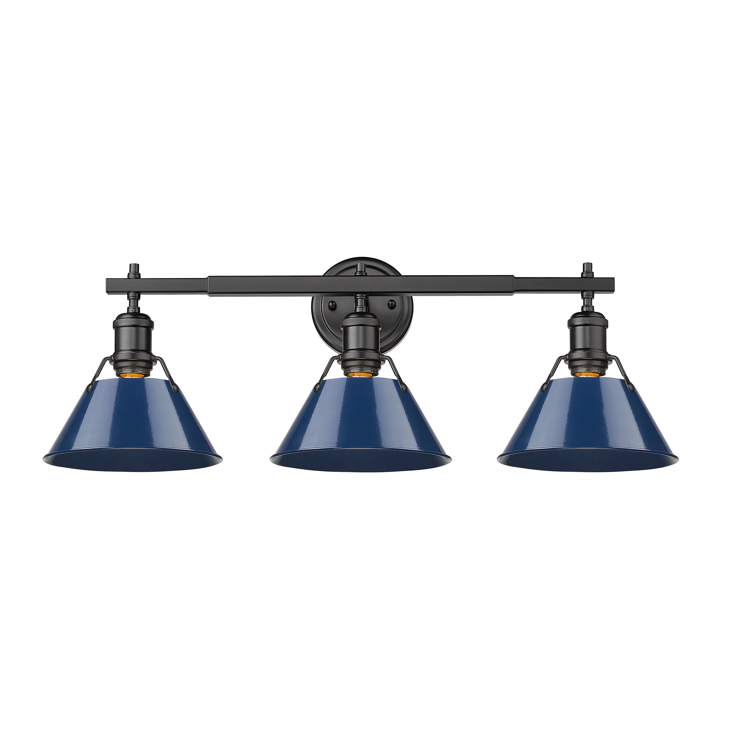 Yep by Golden Lighting Orwell 3-light Vanity in Matte Black and Navy Blue shade - Default Title - Golden Lighting