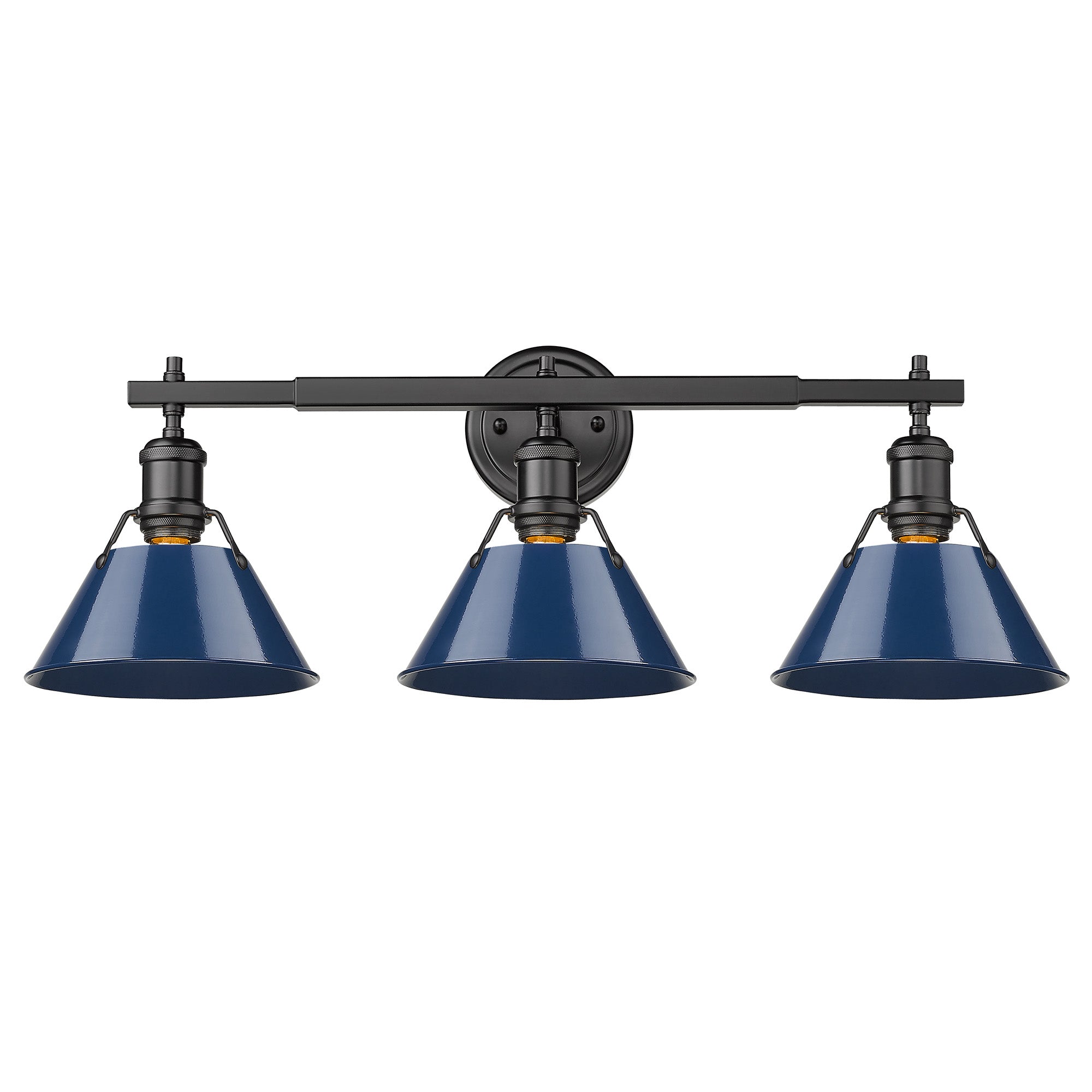 Orwell 3-Light Vanity Light in Matte Black with Matte Navy - Default Title - Golden Lighting
