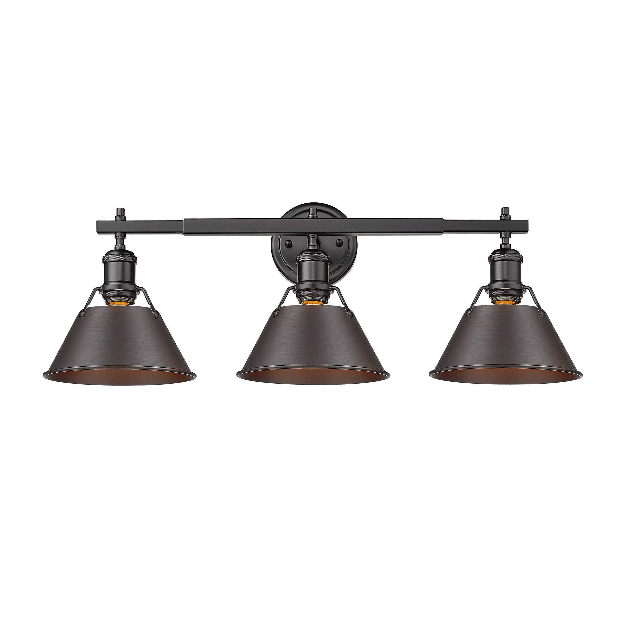 Yep by Golden Lighting Orwell 3-light Vanity in Matte Black and Rubbed Bronze shade - - Golden Lighting