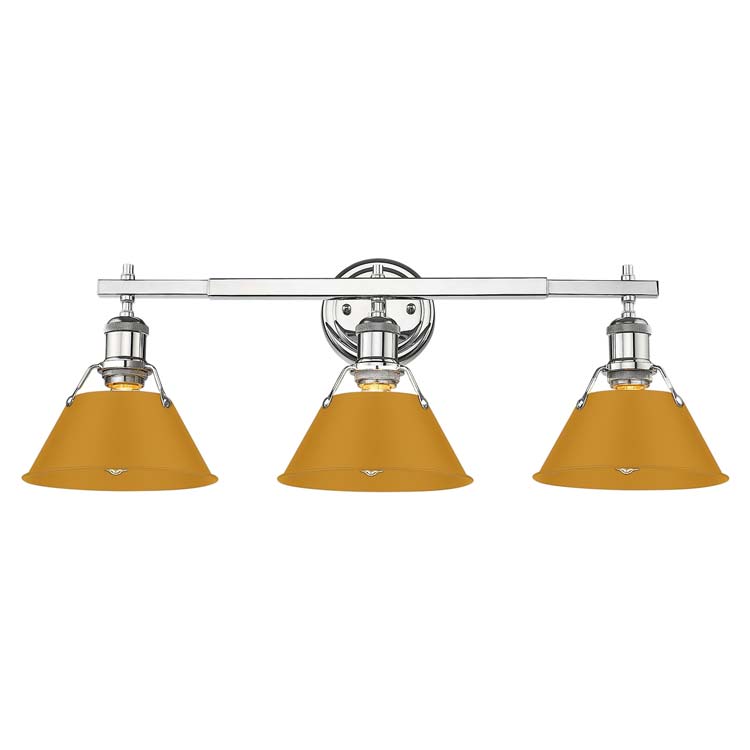 Yep by Golden Lighting Orwell 3-light Vanity in Chrome and Auric Yellow shade - Default Title - Golden Lighting