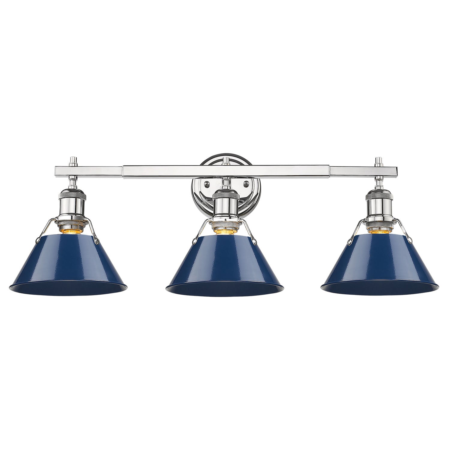 Yep by Golden Lighting Orwell 3-light Vanity in Chrome and Navy Blue shade