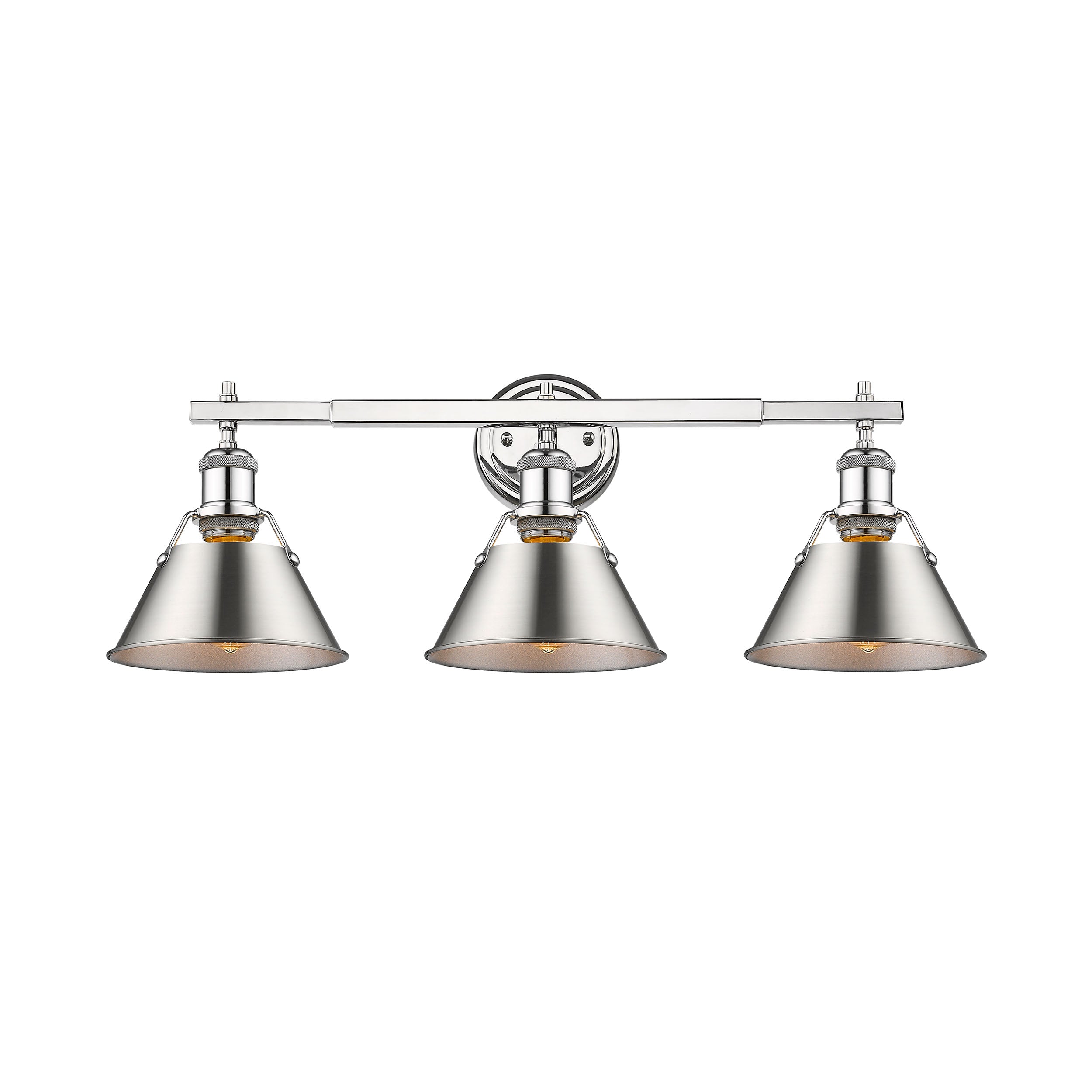 Yep by Golden Lighting Orwell 3-light Vanity in Chrome and Pewter shade - Default Title - Golden Lighting