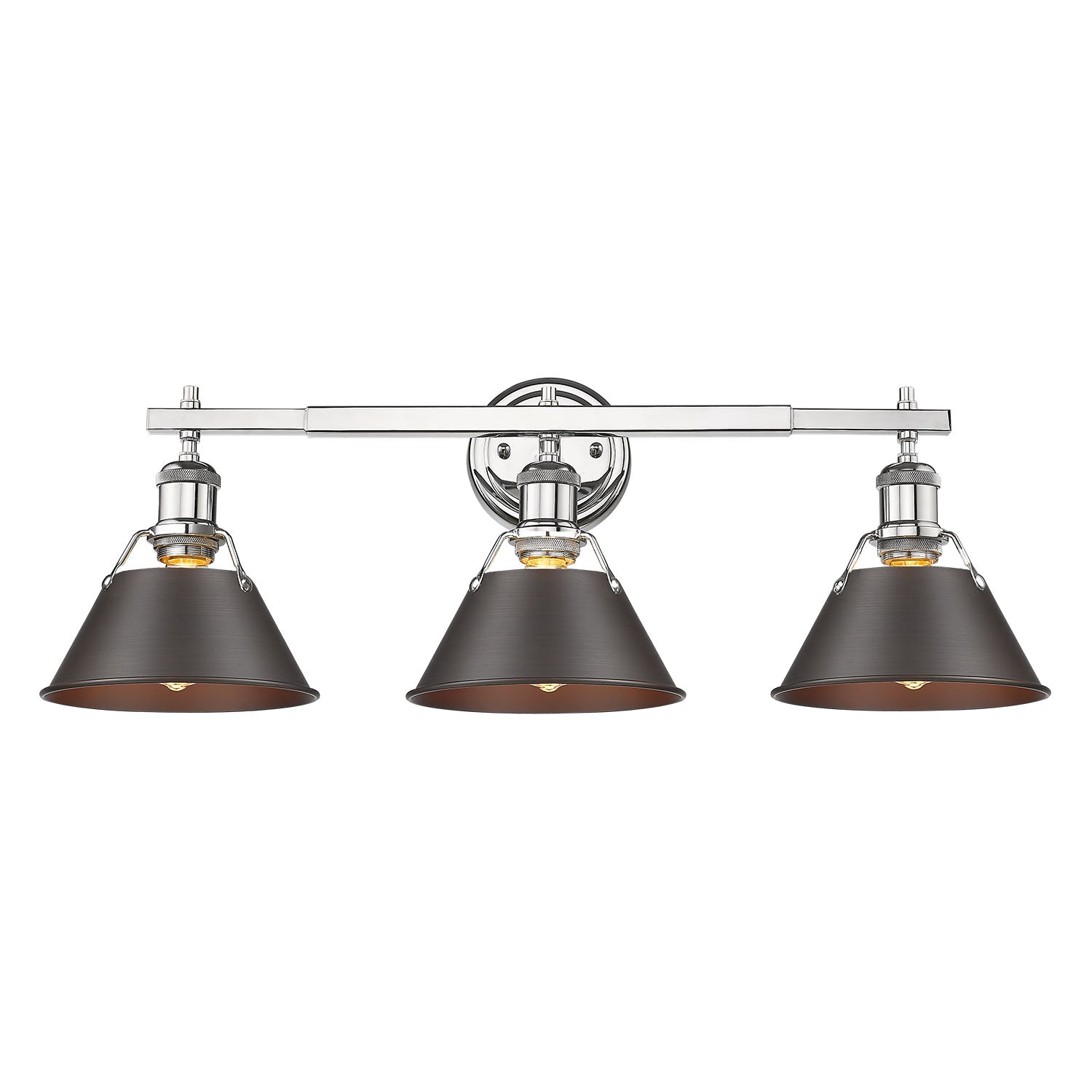Orwell 3-Light Vanity Light in Chrome with Rubbed Bronze - Default Title - Golden Lighting