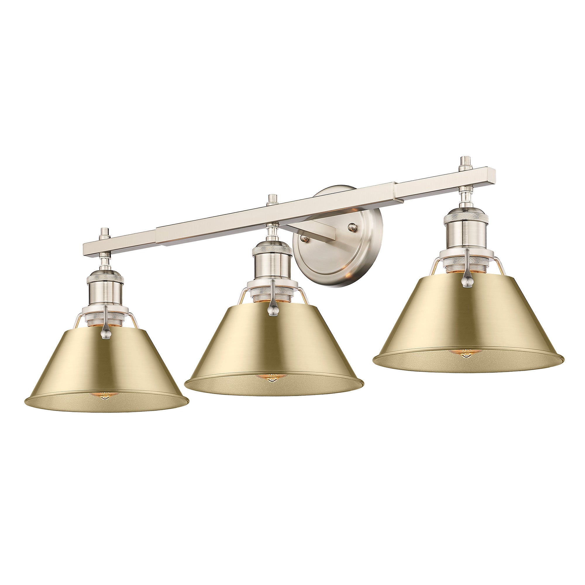 Yep by Golden Lighting Orwell 3-light Vanity in Pewter and Brushed Champagne Brass shade - - Golden Lighting