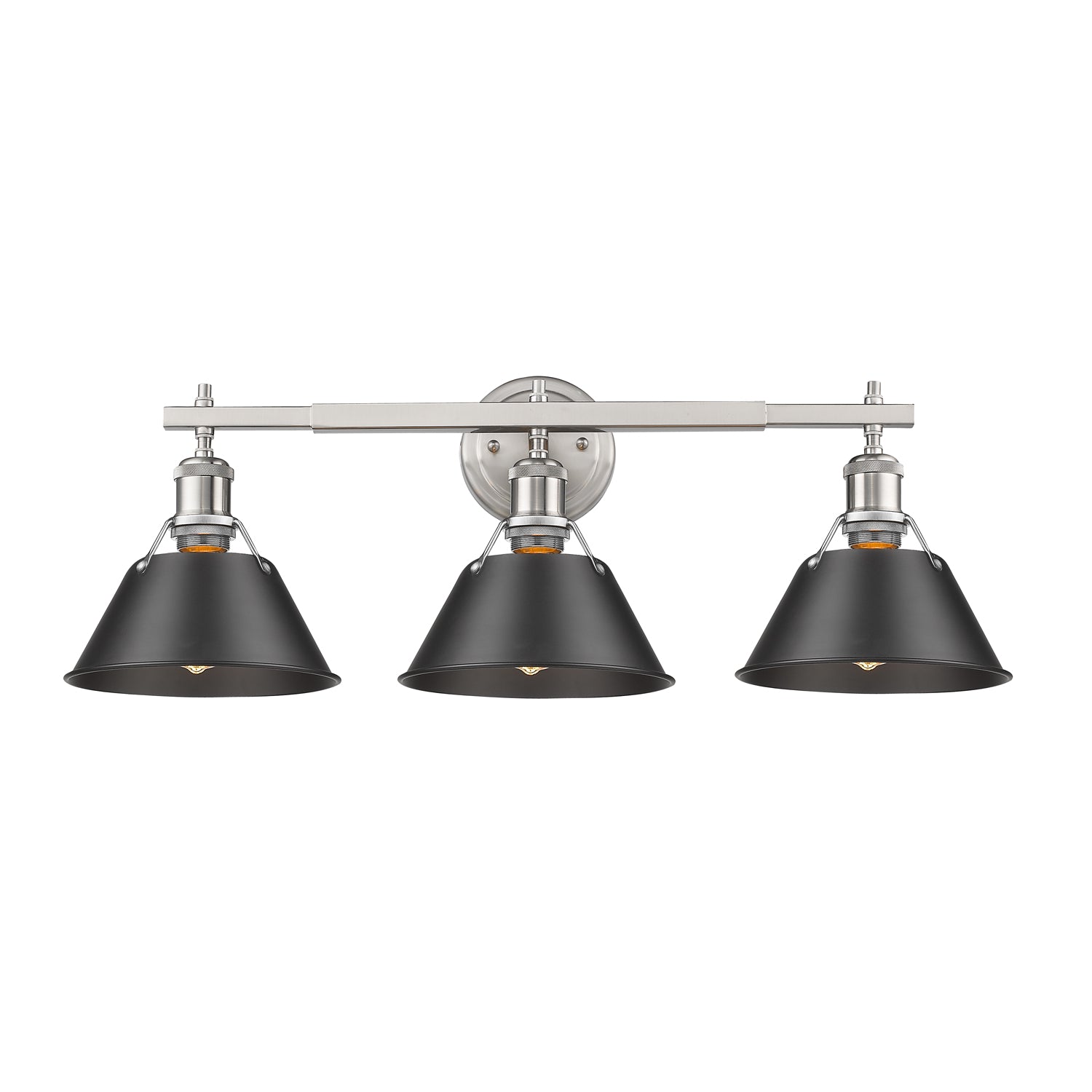 Yep by Golden Lighting Orwell 3-light Vanity in Pewter and Matte Black shade - Default Title - Golden Lighting