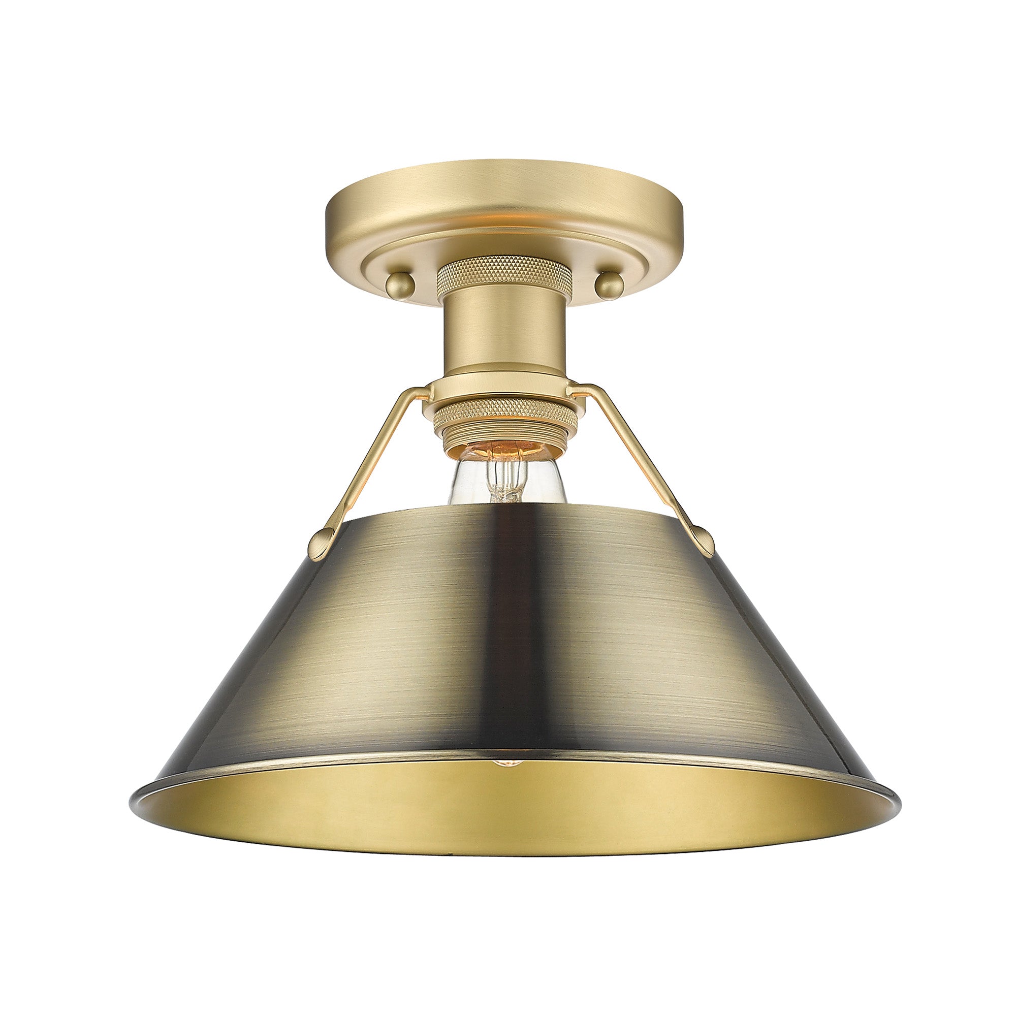 Yep by Golden Lighting Orwell 1-light Flush Mount in Brushed Champagne Brass and Aged Brass shade - - Golden Lighting