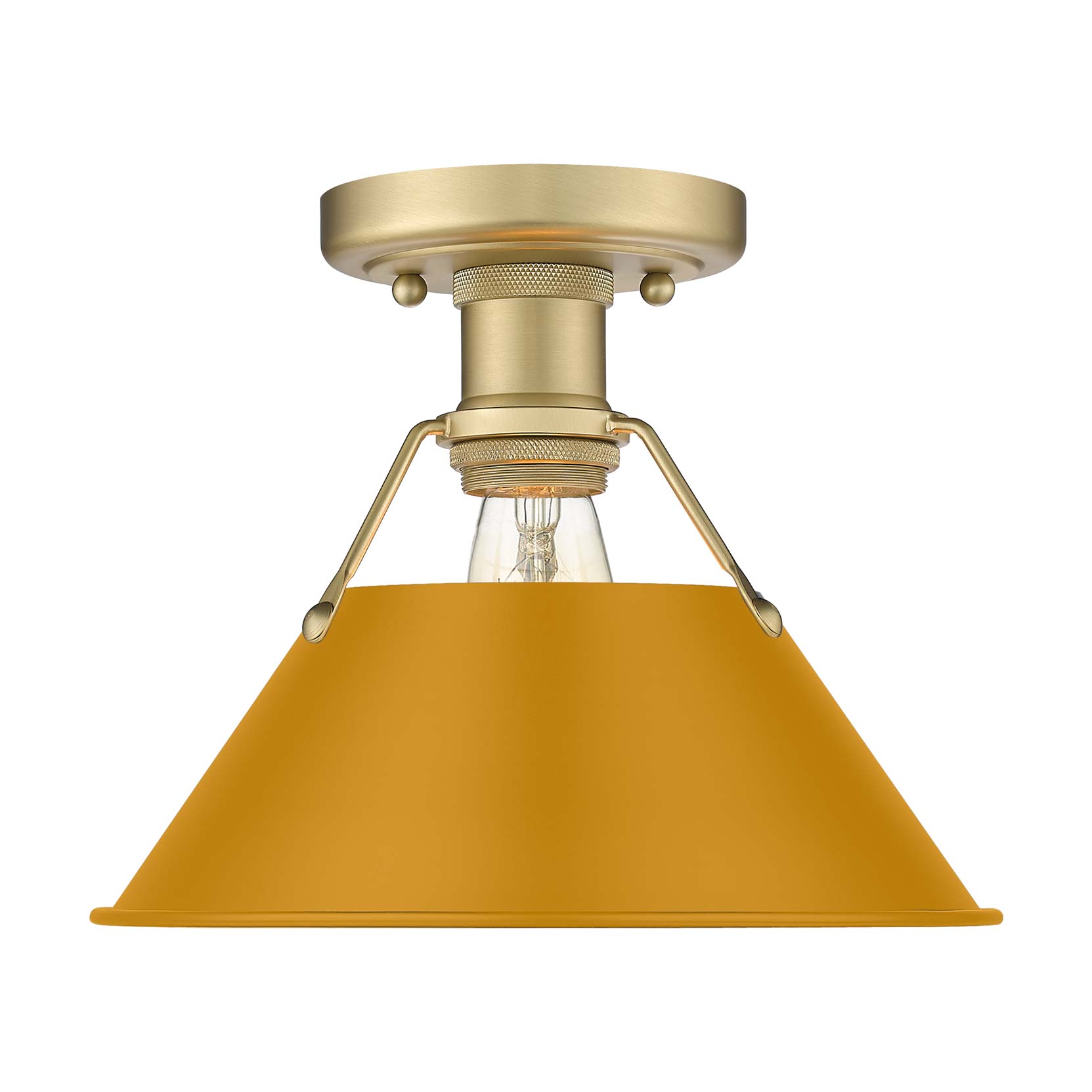 Yep by Golden Lighting Orwell 1-light Flush Mount in Brushed Champagne Brass and Auric Yellow shade - - Golden Lighting