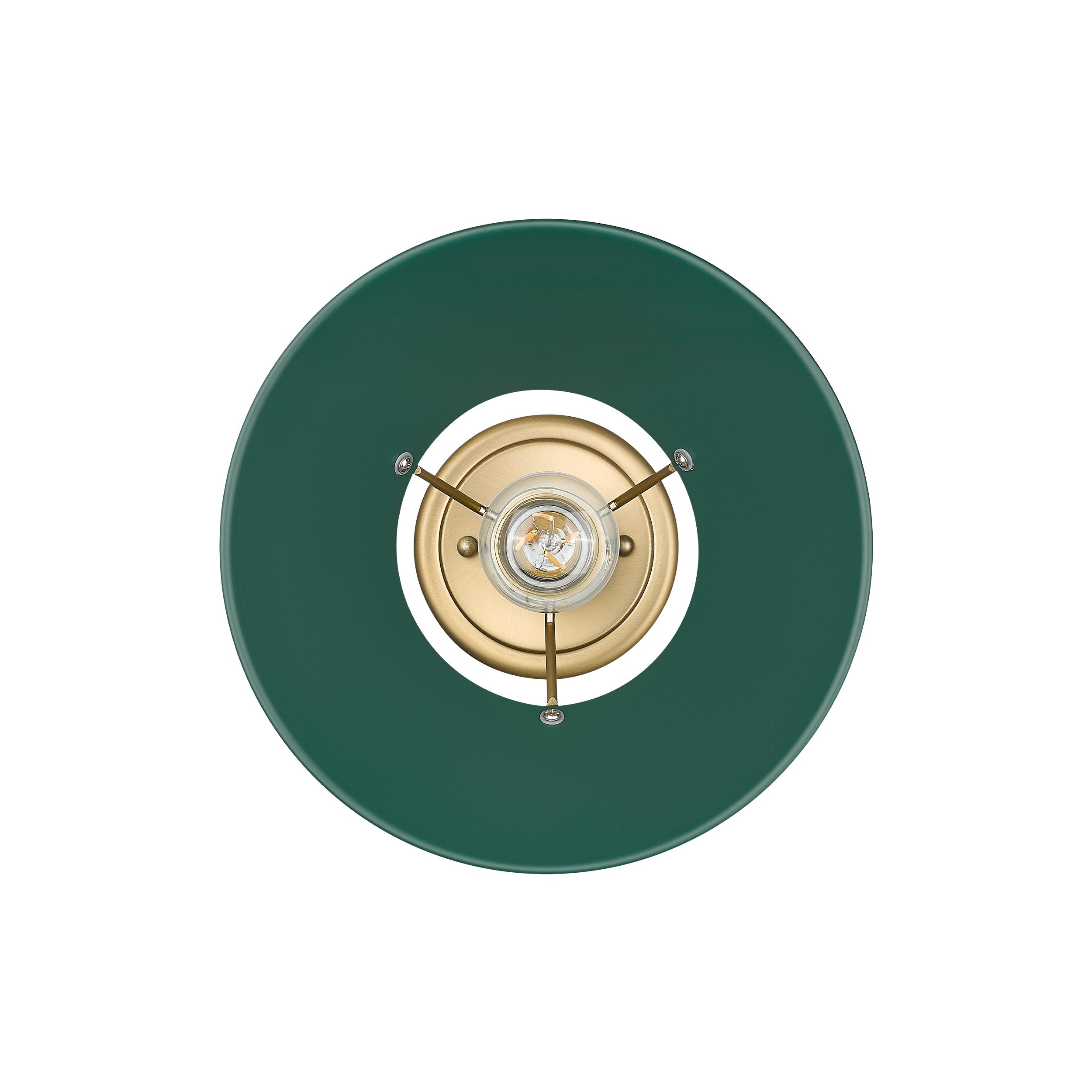 Yep by Golden Lighting Orwell 1-light Flush Mount in Brushed Champagne Brass and Pine Green shade - - Golden Lighting