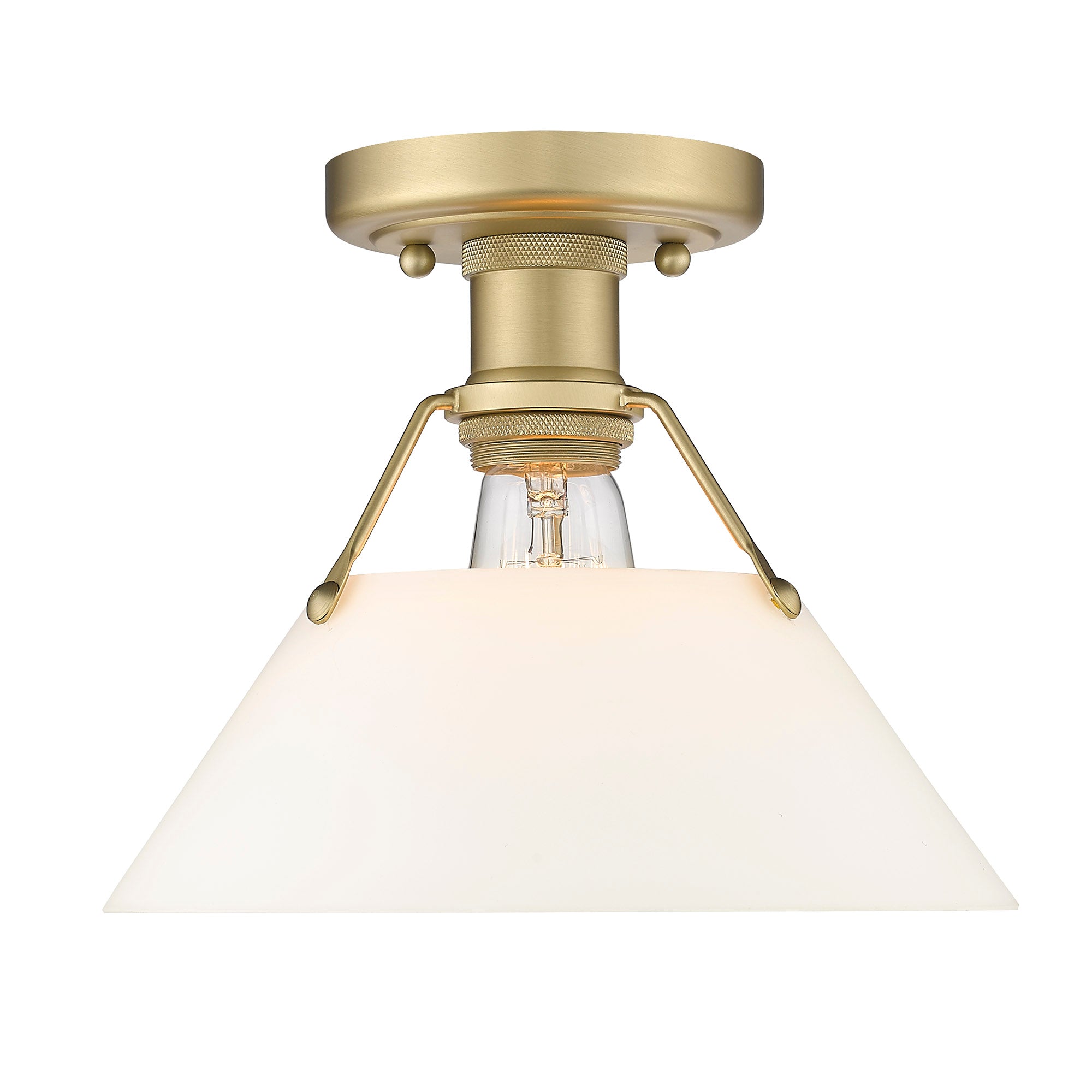 Yep by Golden Lighting Orwell 1-light Flush Mount in Brushed Champagne Brass and Opal Glass - - Golden Lighting