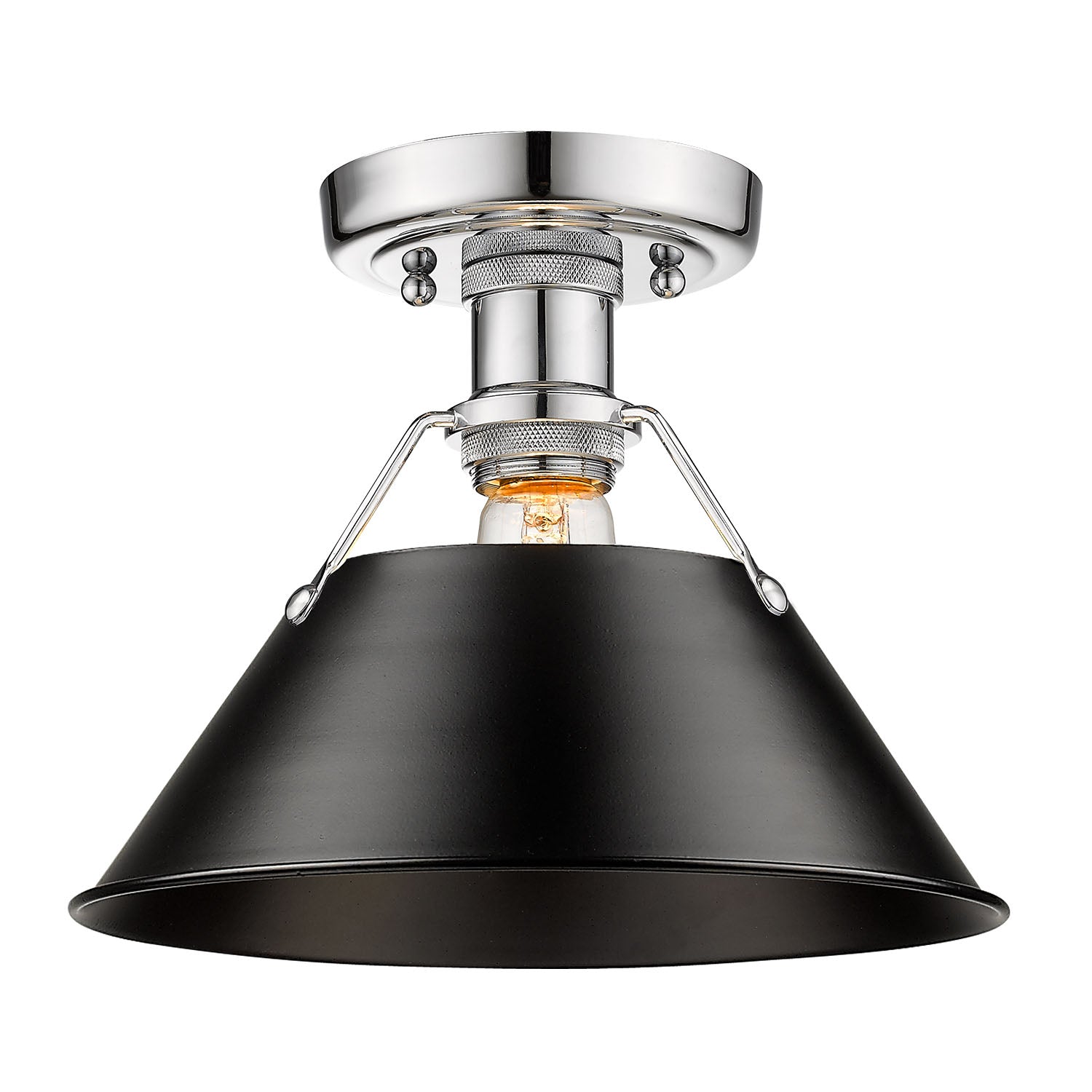 Yep by Golden Lighting Orwell 1-light Flush Mount in Chrome and Matte Black shade - - Golden Lighting