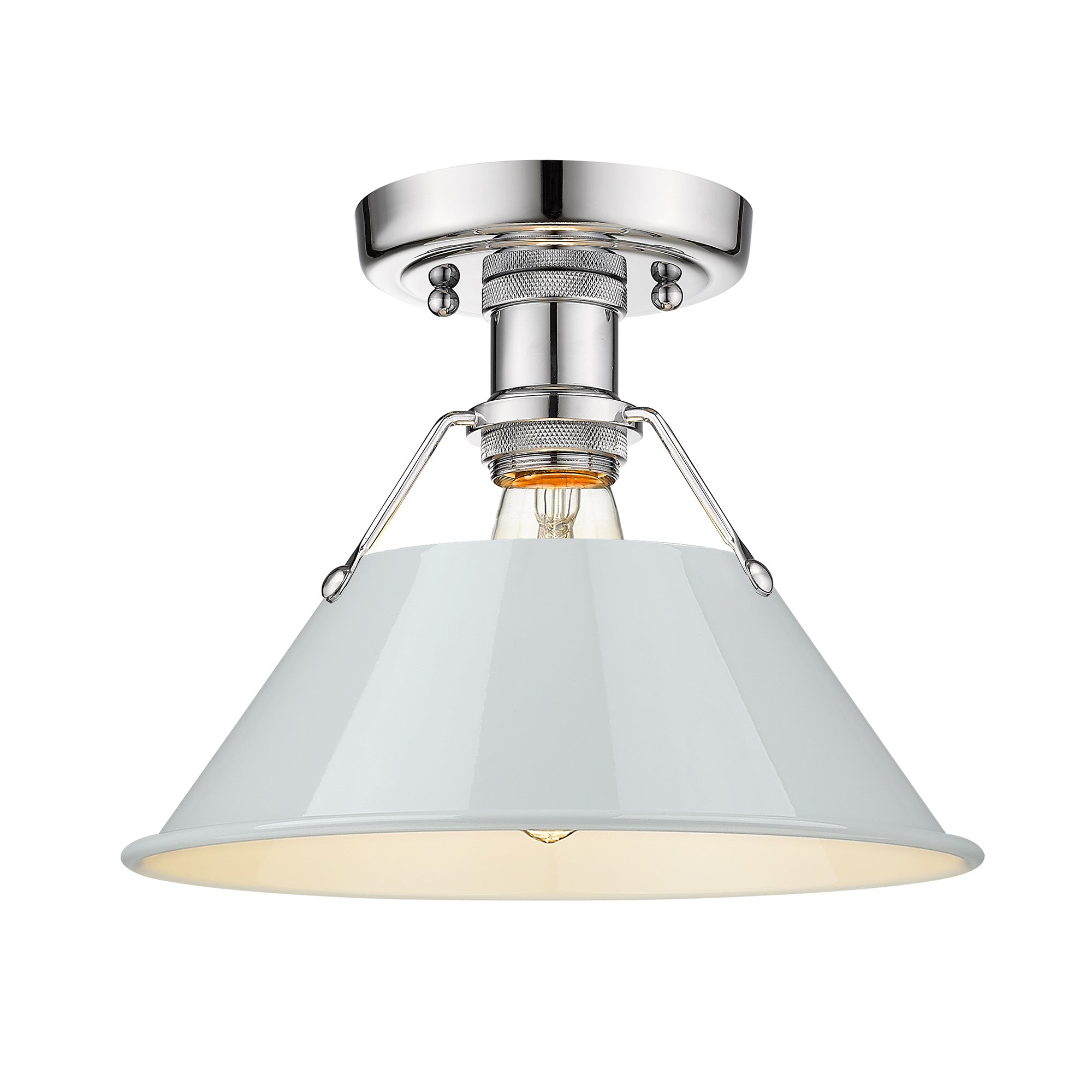 Yep by Golden Lighting Orwell 1-light Flush Mount in Chrome and Dusky Blue shade - - Golden Lighting