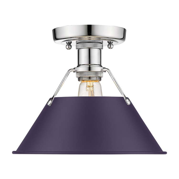 Yep by Golden Lighting Orwell 1-light Flush Mount in Chrome and Exotic Purple shade - - Golden Lighting