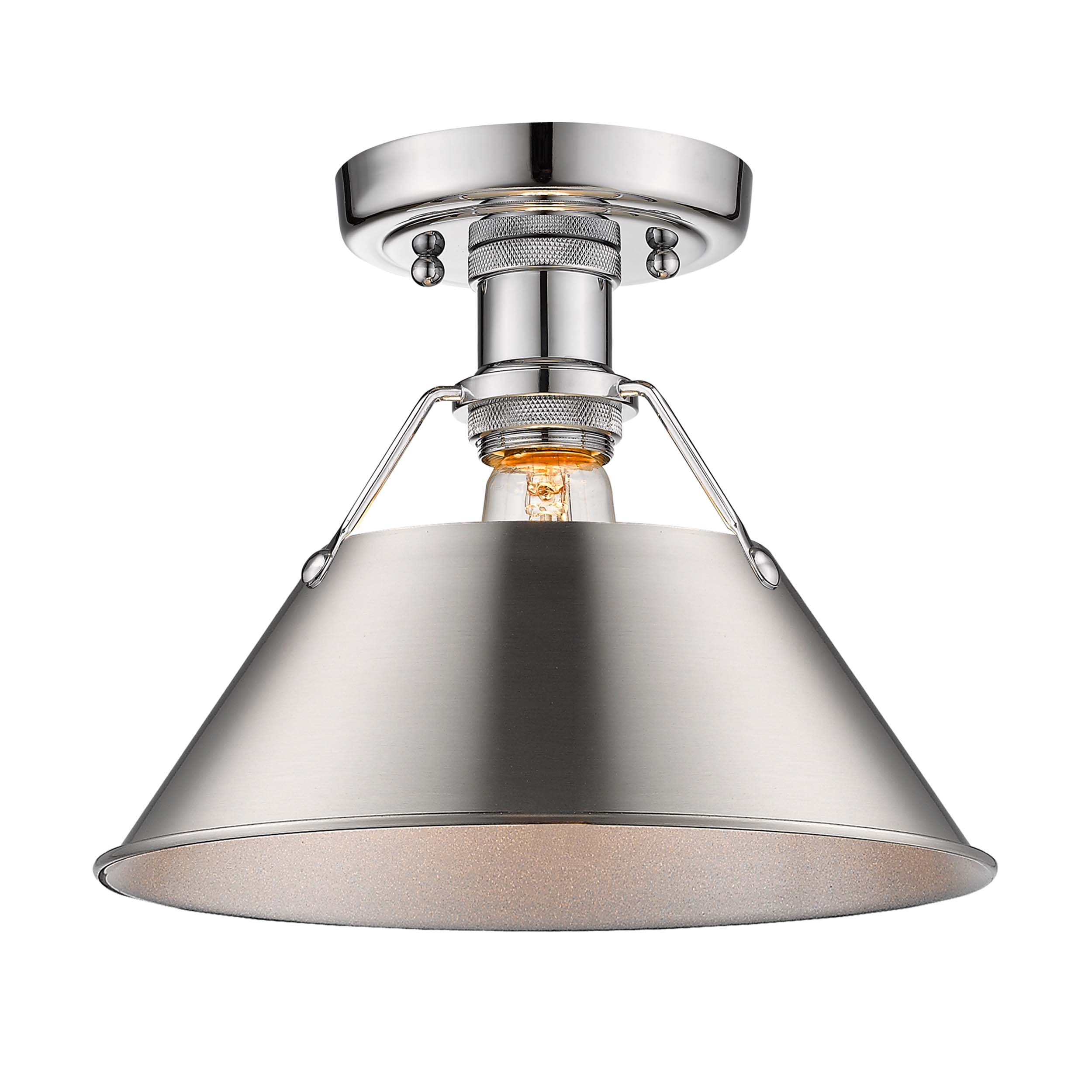 Yep by Golden Lighting Orwell 1-light Flush Mount in Chrome and Pewter shade - - Golden Lighting