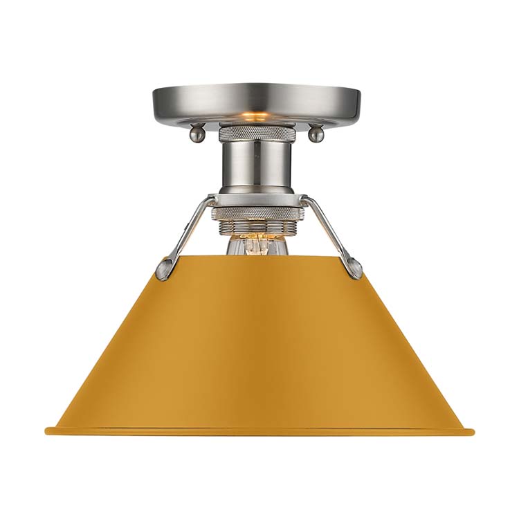 Yep by Golden Lighting Orwell 1-light Flush Mount in Pewter and Auric Yellow shade - - Golden Lighting