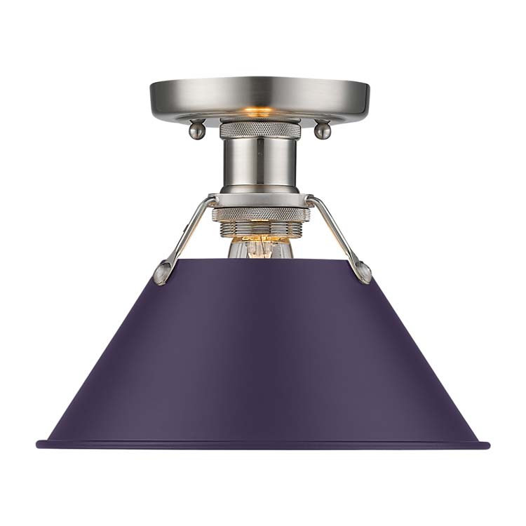 Yep by Golden Lighting Orwell 1-light Flush Mount in Pewter and Exotic Purple shade - - Golden Lighting