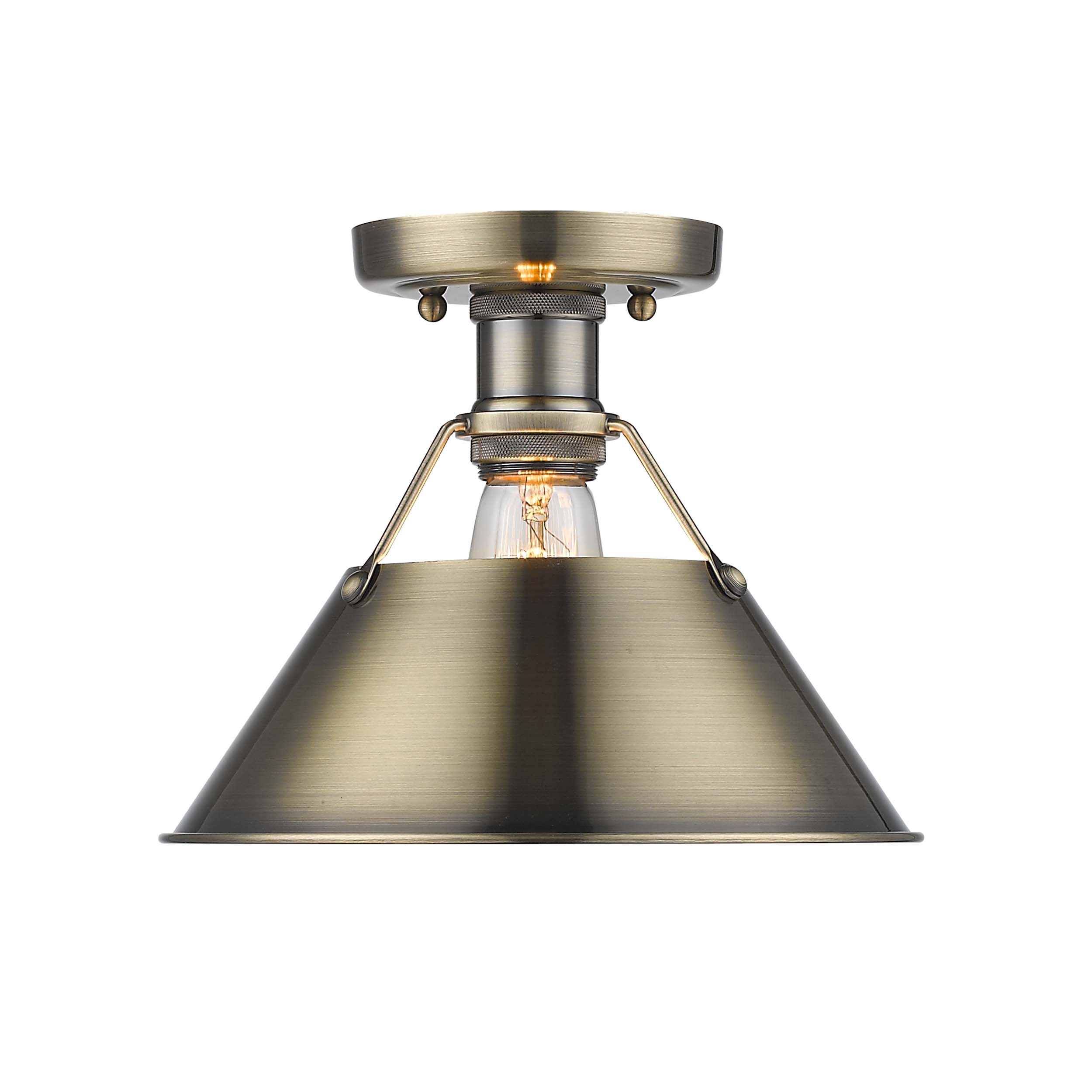 Yep by Golden Lighting Orwell 1-light Flush Mount in Aged Brass - - Golden Lighting