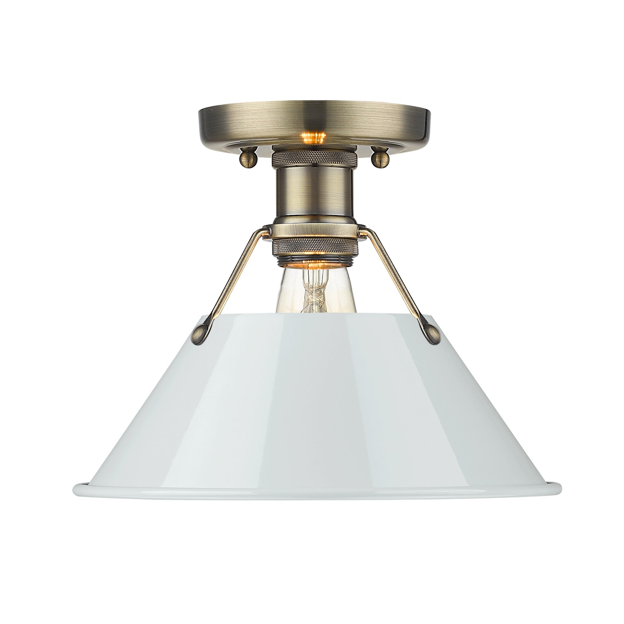 Yep by Golden Lighting Orwell 1-light Flush Mount in Aged Brass and Dusky Blue shade - - Golden Lighting