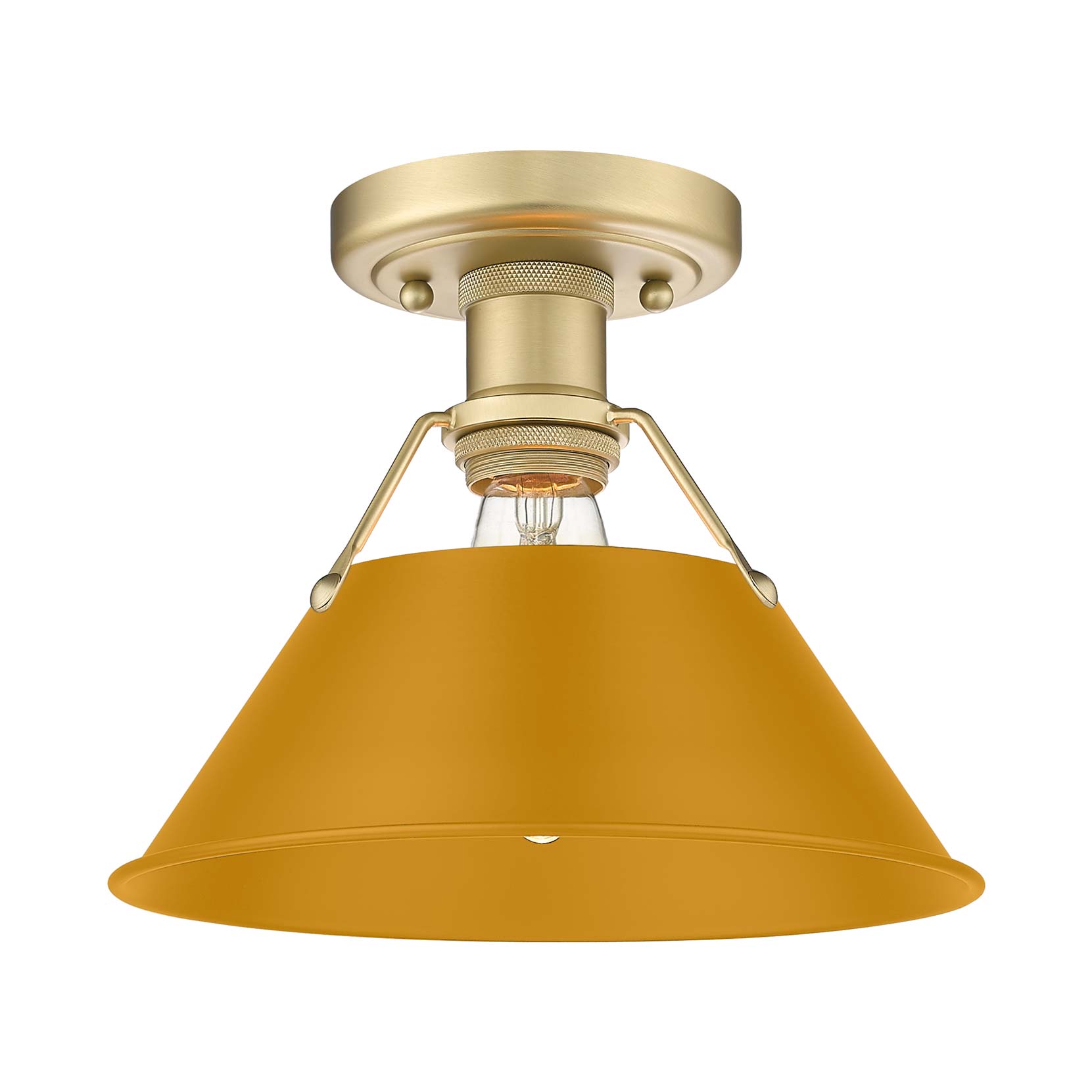 Yep by Golden Lighting Orwell 1-light Flush Mount in Brushed Champagne Brass and Auric Yellow shade