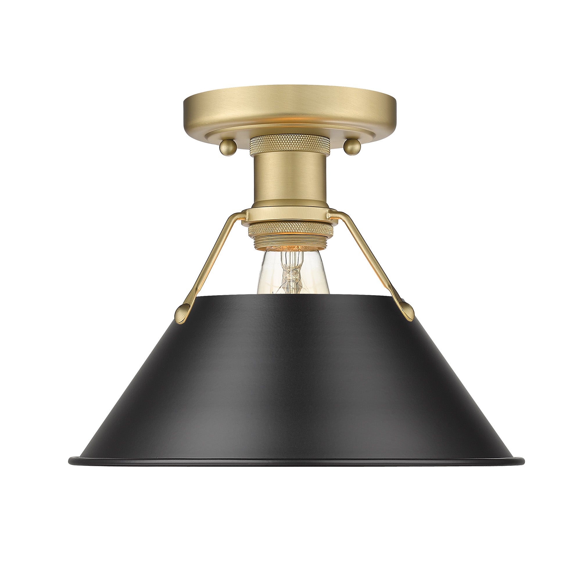 Yep by Golden Lighting Orwell 1-light Flush Mount in Brushed Champagne Brass and Matte Black shade - - Golden Lighting