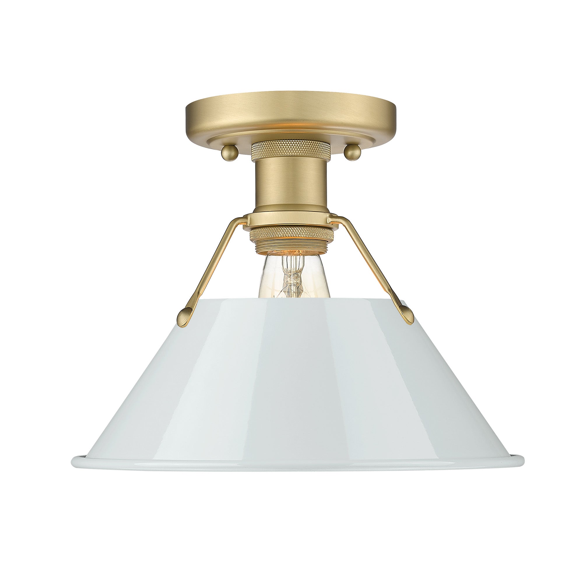 Yep by Golden Lighting Orwell 1-light Flush Mount in Brushed Champagne Brass and Dusky Blue shade - - Golden Lighting