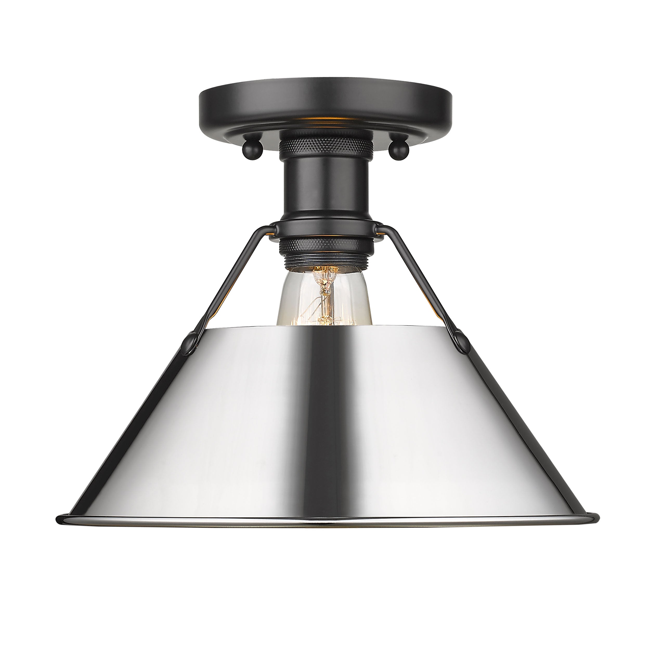 Yep by Golden Lighting Orwell 1-light Flush Mount in Matte Black and Chrome shade - - Golden Lighting