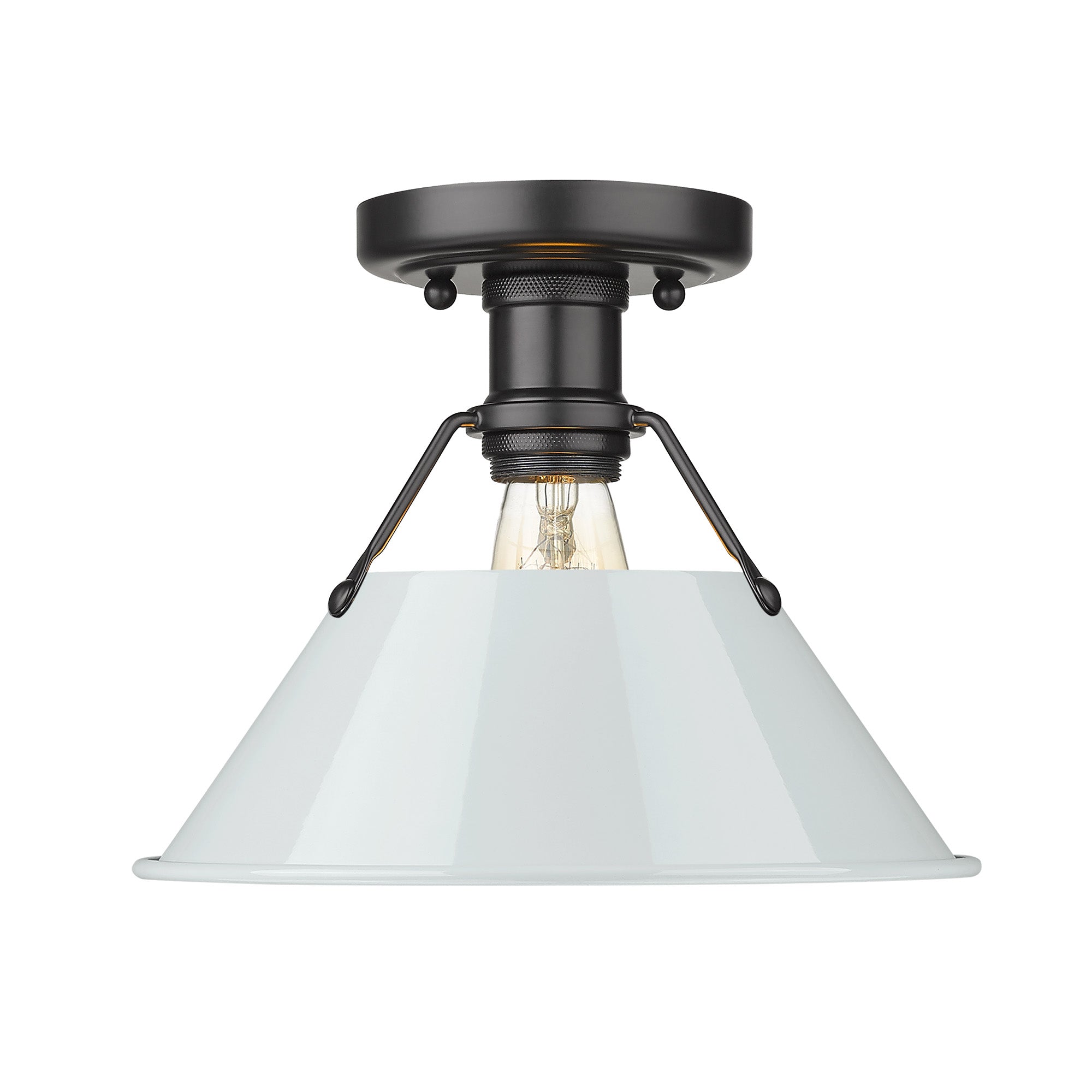 Yep by Golden Lighting Orwell 1-light Flush Mount in Matte Black and Dusky Blue shade - - Golden Lighting