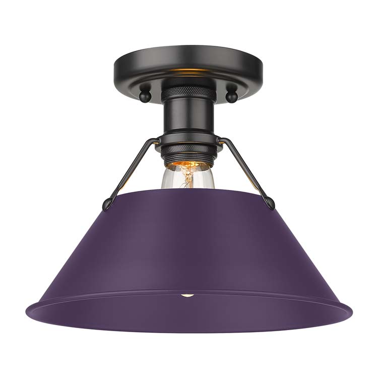 Yep by Golden Lighting Orwell 1-light Flush Mount in Matte Black and Exotic Purple shade