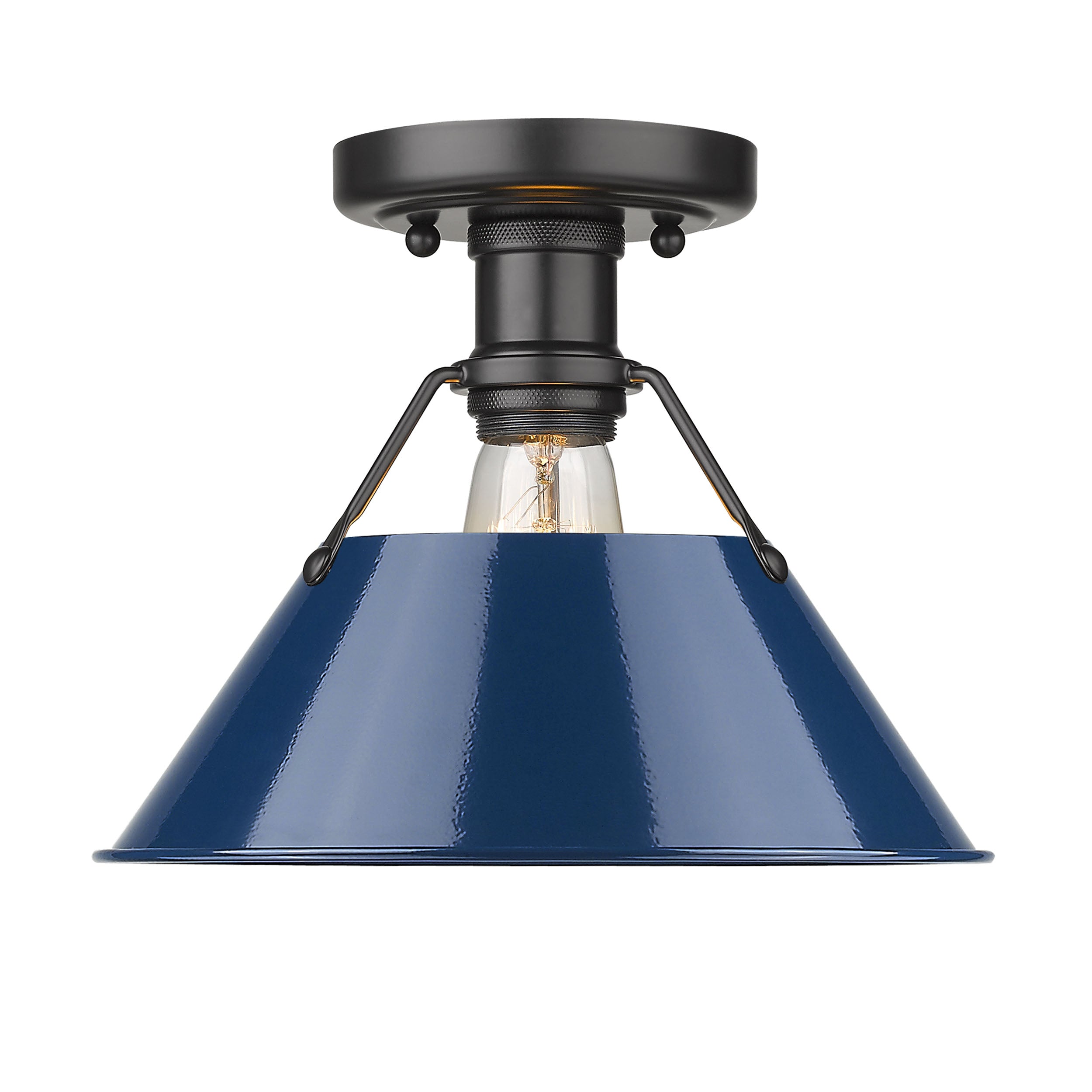 Yep by Golden Lighting Orwell 1-light Flush Mount in Matte Black and Navy Blue shade - - Golden Lighting