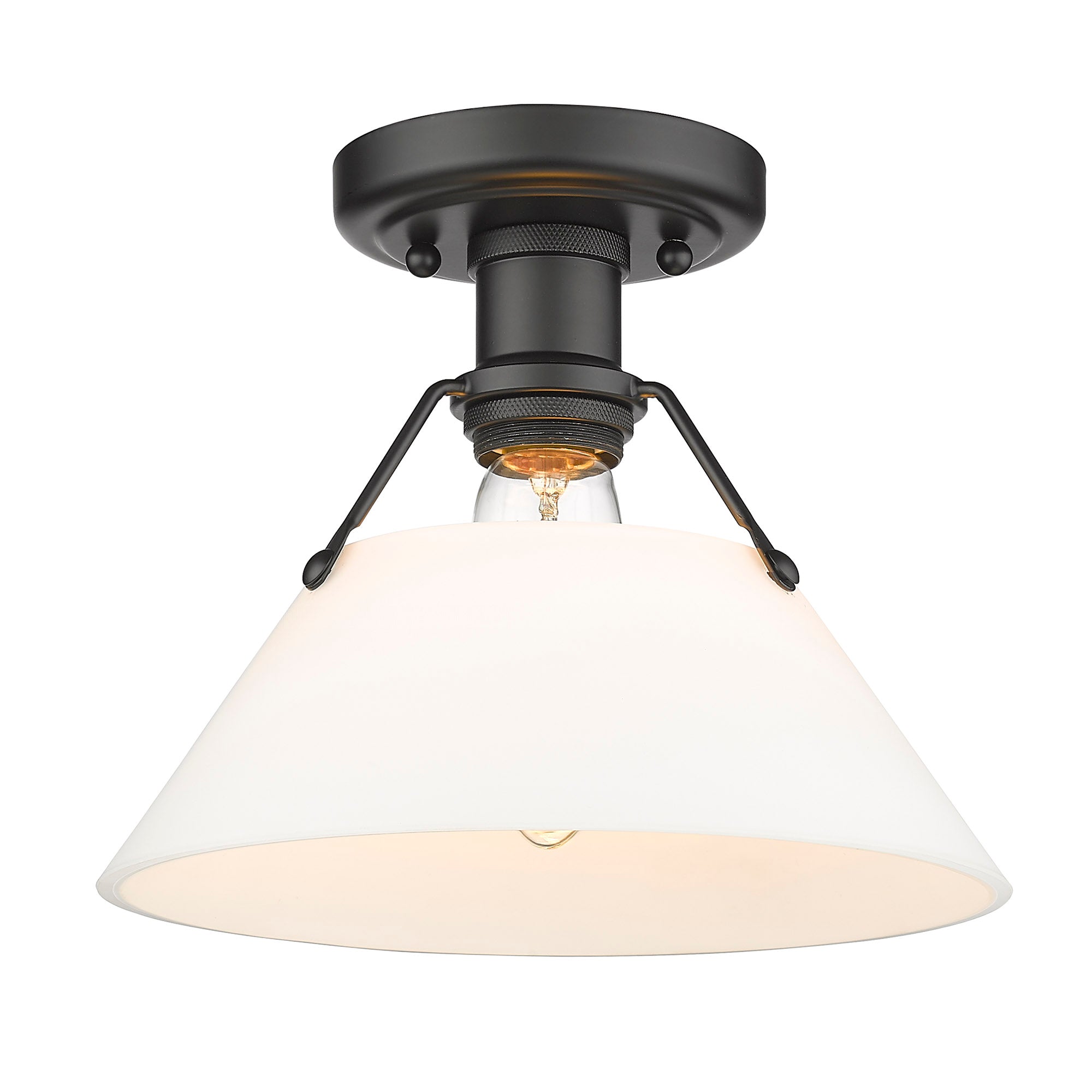 Orwell 1-Light Flush Mount in Matte Black with Opal Glass - - Golden Lighting