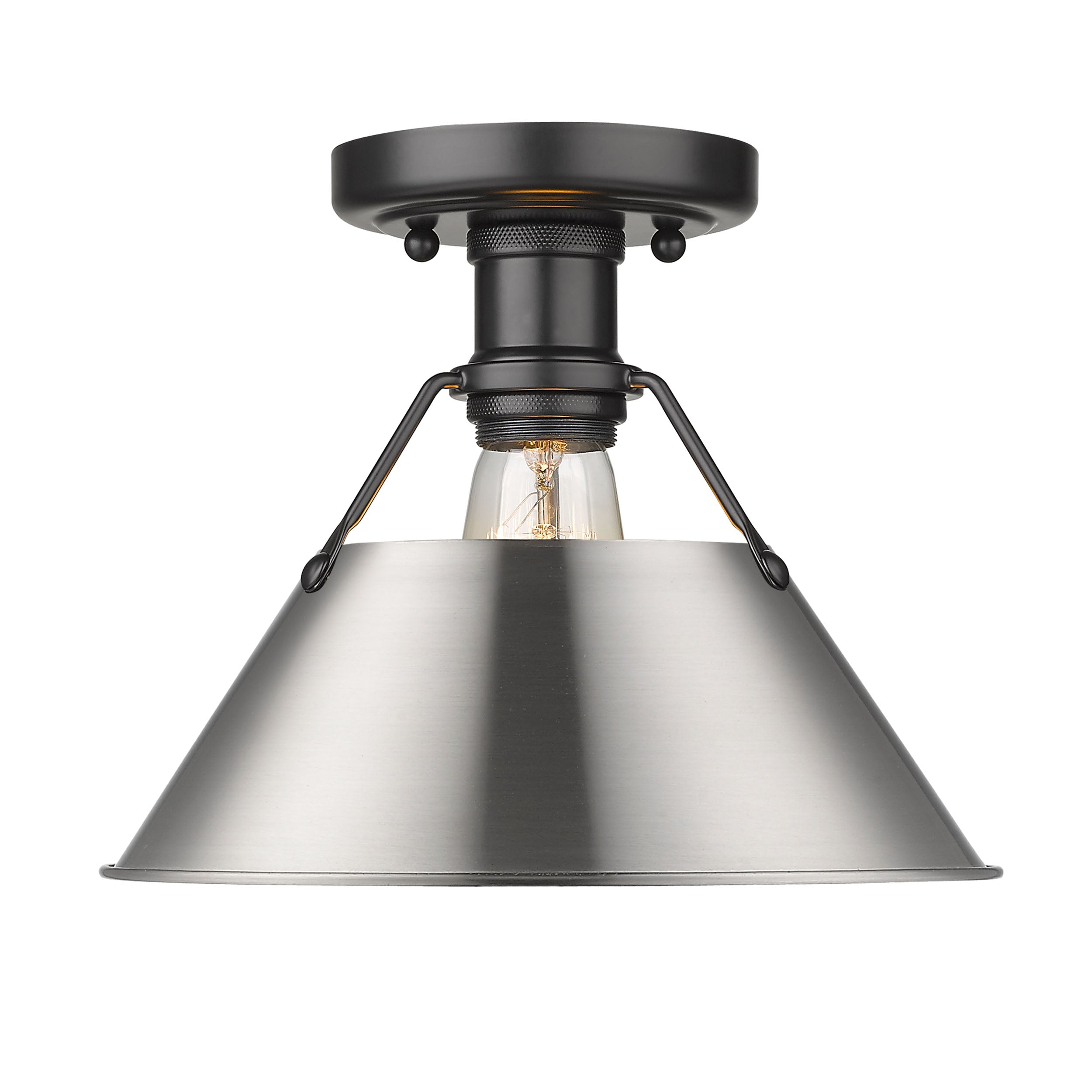Yep by Golden Lighting Orwell 1-light Flush Mount in Matte Black and Pewter shade - - Golden Lighting