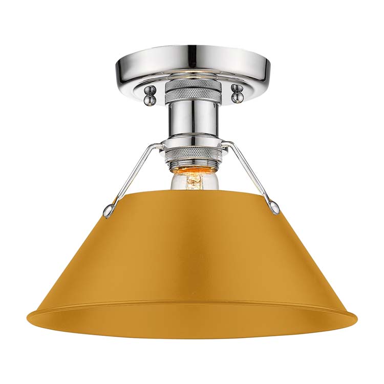 Yep by Golden Lighting Orwell 1-light Flush Mount in Chrome and Auric Yellow shade - Default Title - Golden Lighting