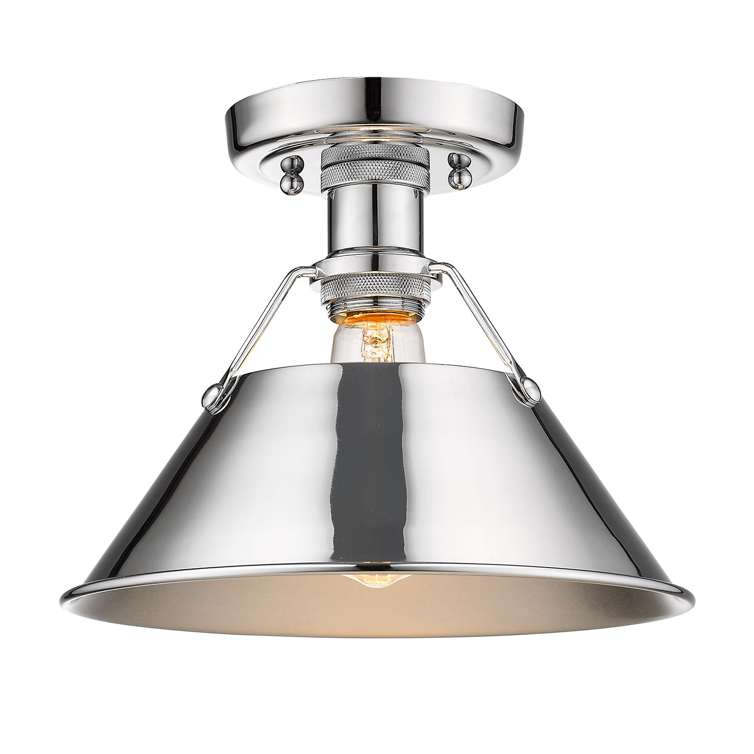 Orwell 1-Light Flush Mount in Chrome - Default Title - Golden Lighting